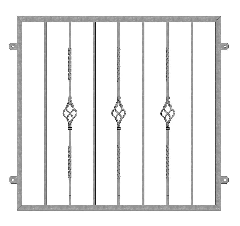 Fenstergitter Modell Mailand 2 verzinkt vorgesetzt Detail 2