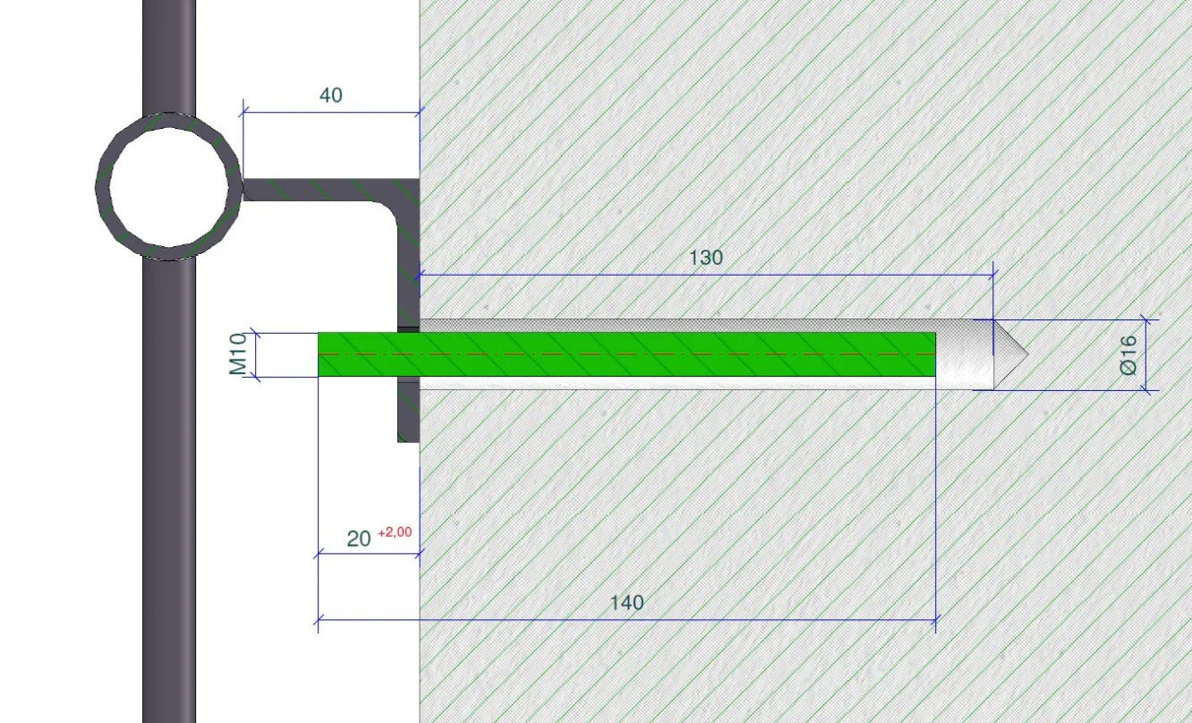 Montageset Geländer für Mauerwerk