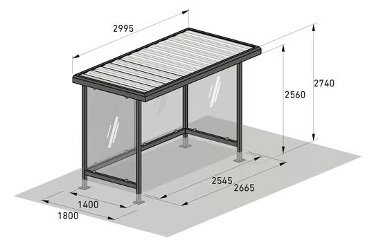 Überdachung Wartehalle Modell Oslo - für Fahrräder, Raucher, Wartebereiche