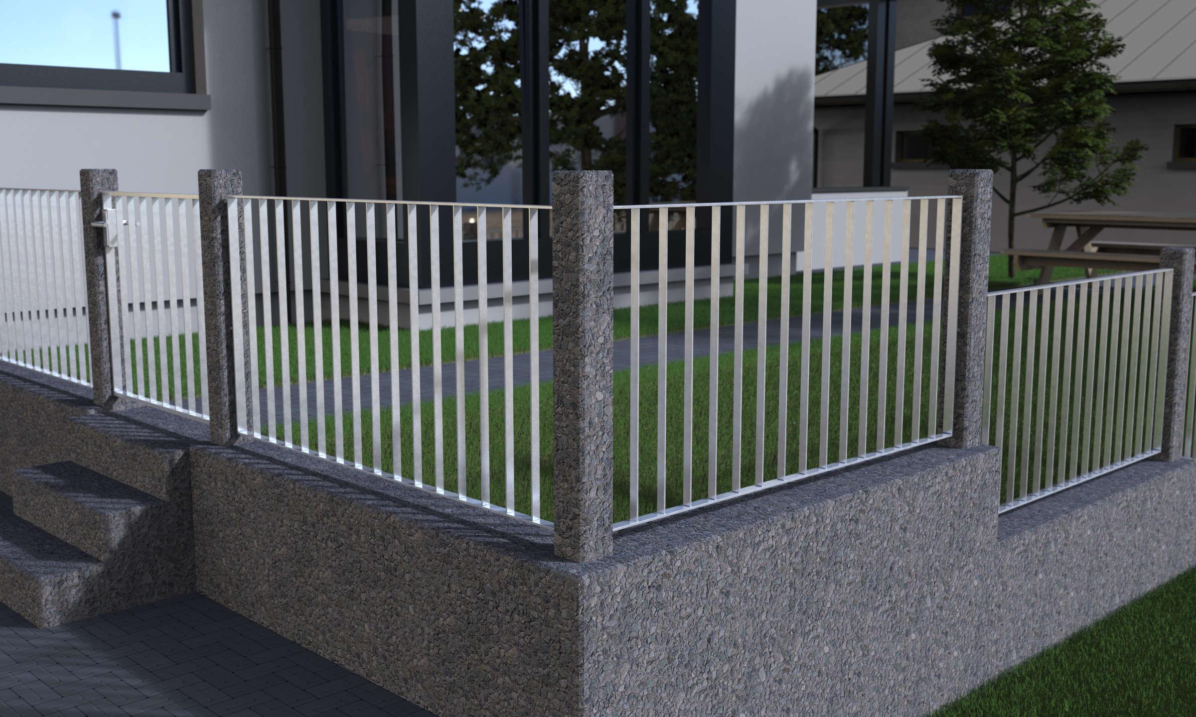 Metall Zaun, Geländer Basic 2 verzinkt aufgedübelt