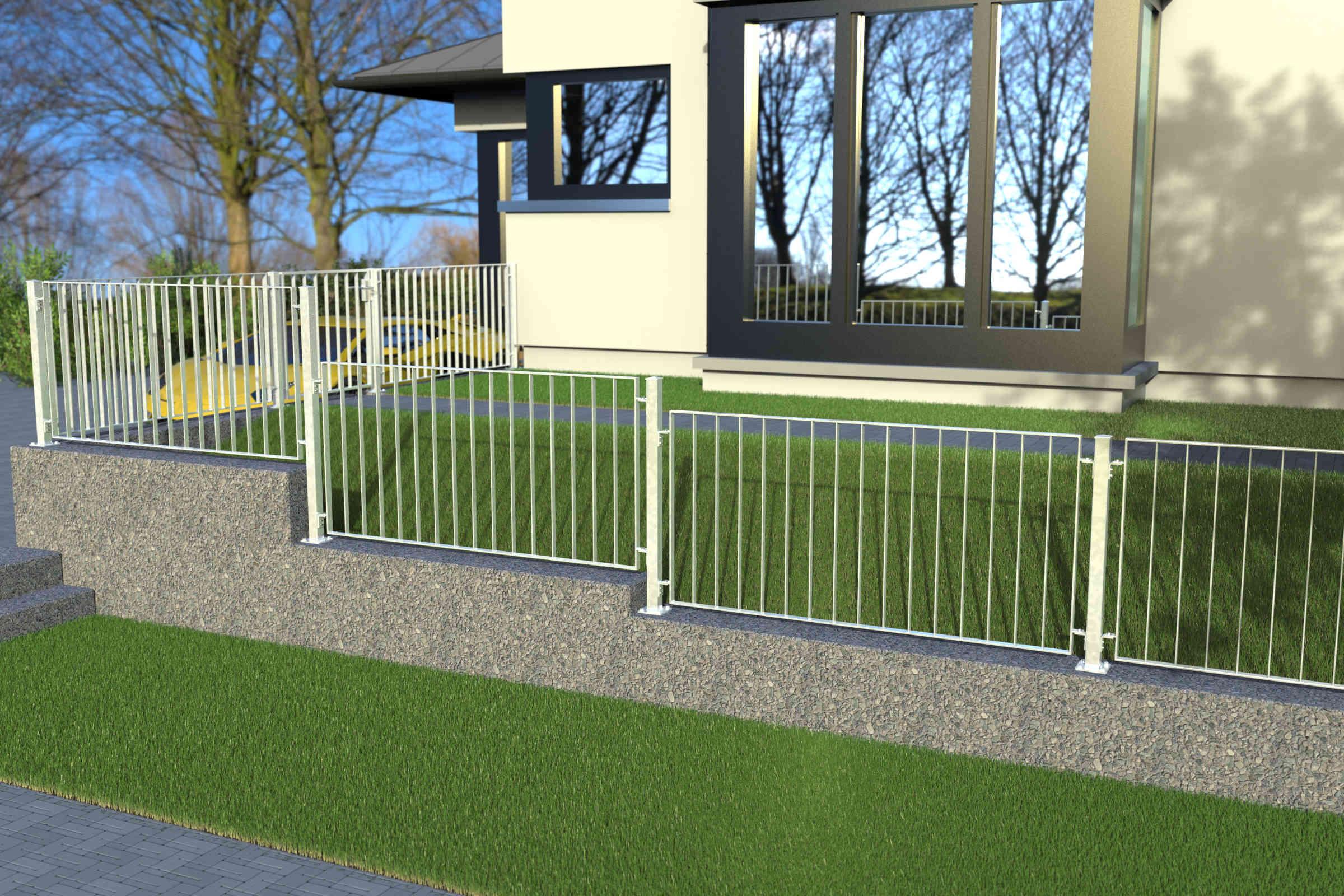 Metall Zaun, Geländer Basic 2 verzinkt aufgedübelt