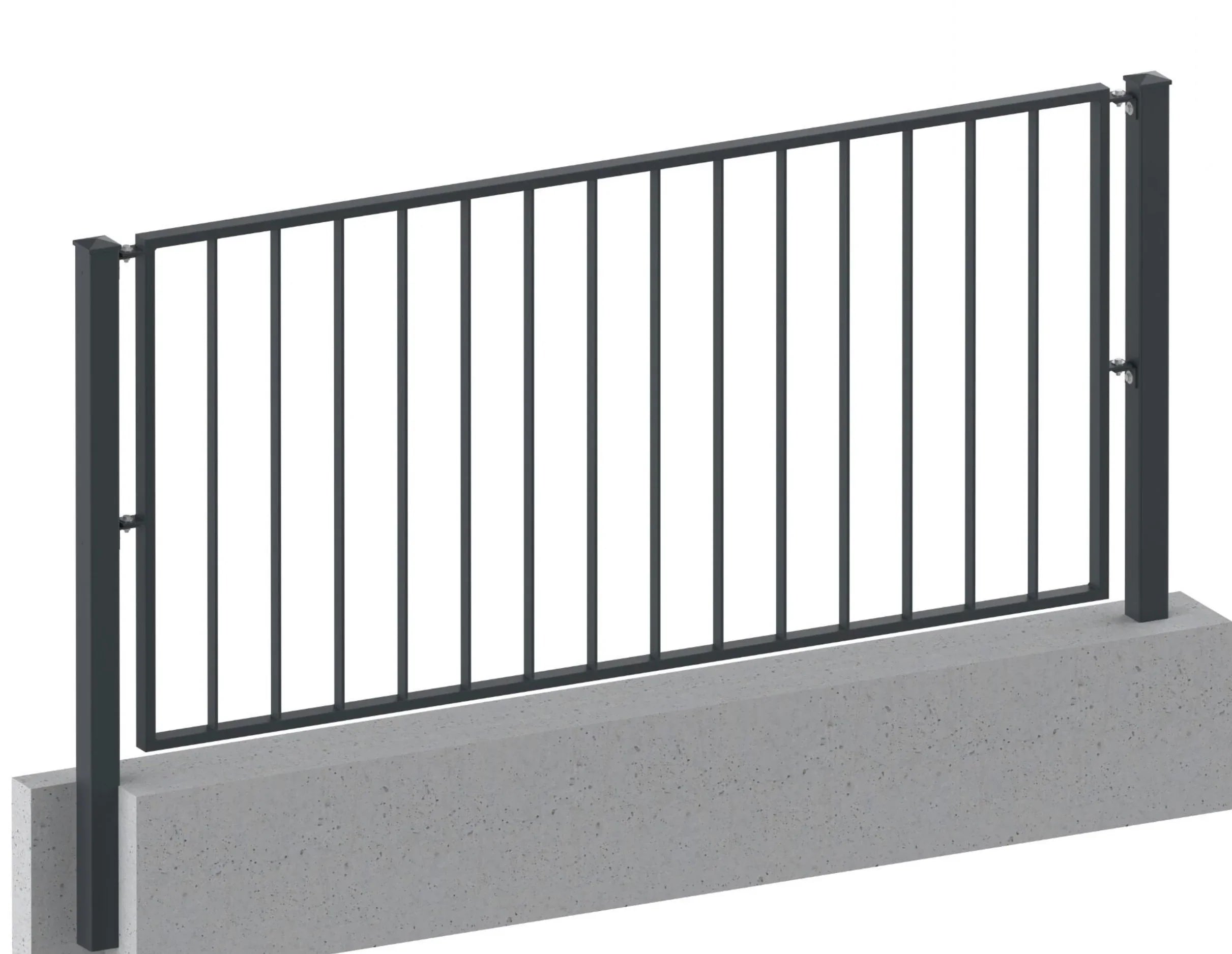 Pulverbeschichtetes Metallzaun-Geländer mit Pfosten, auf Beton montiert