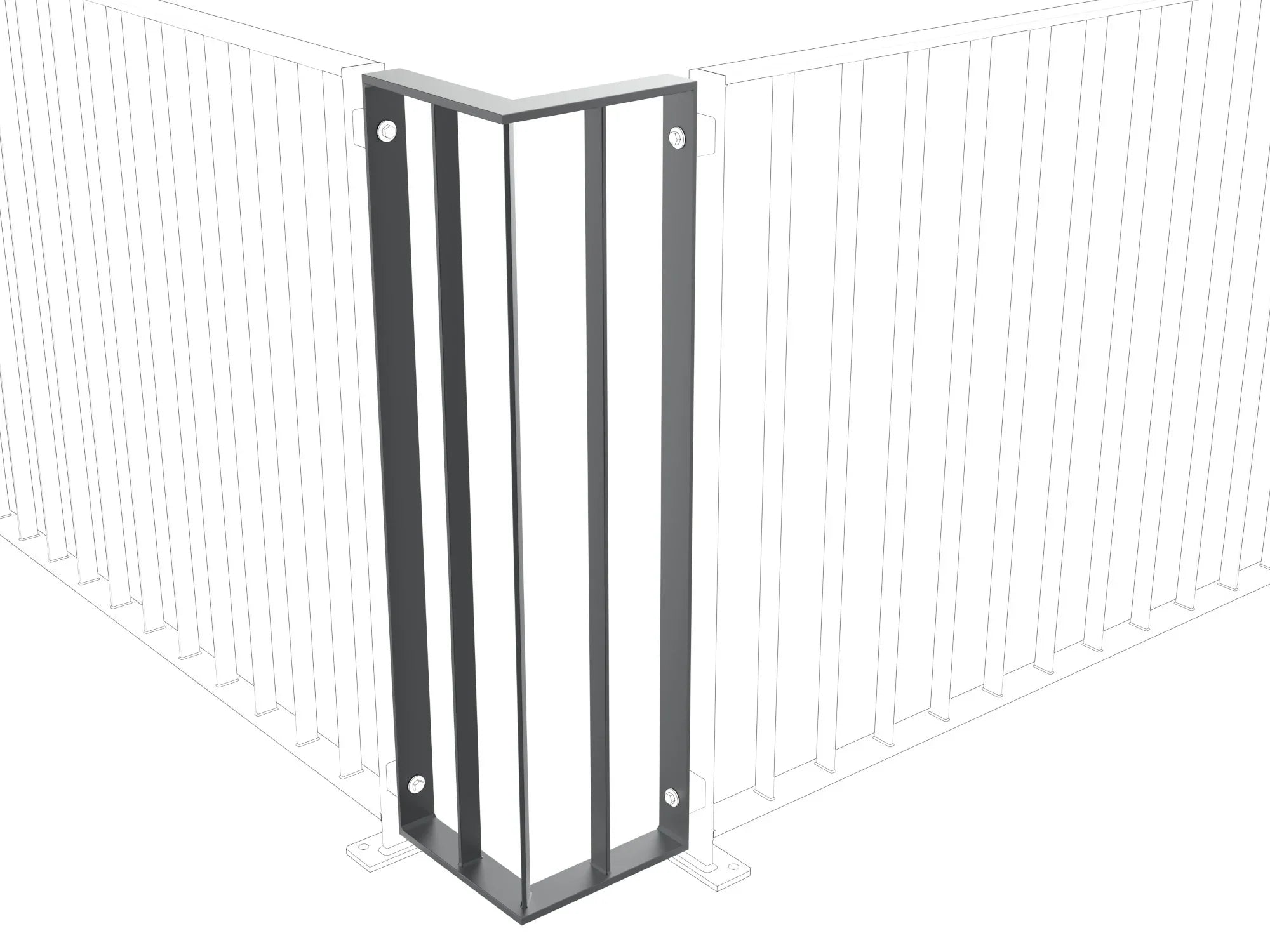 Pulverbeschichtetes Metall Zaun Eckgeländer, schlichtes Design, für Außenbereich