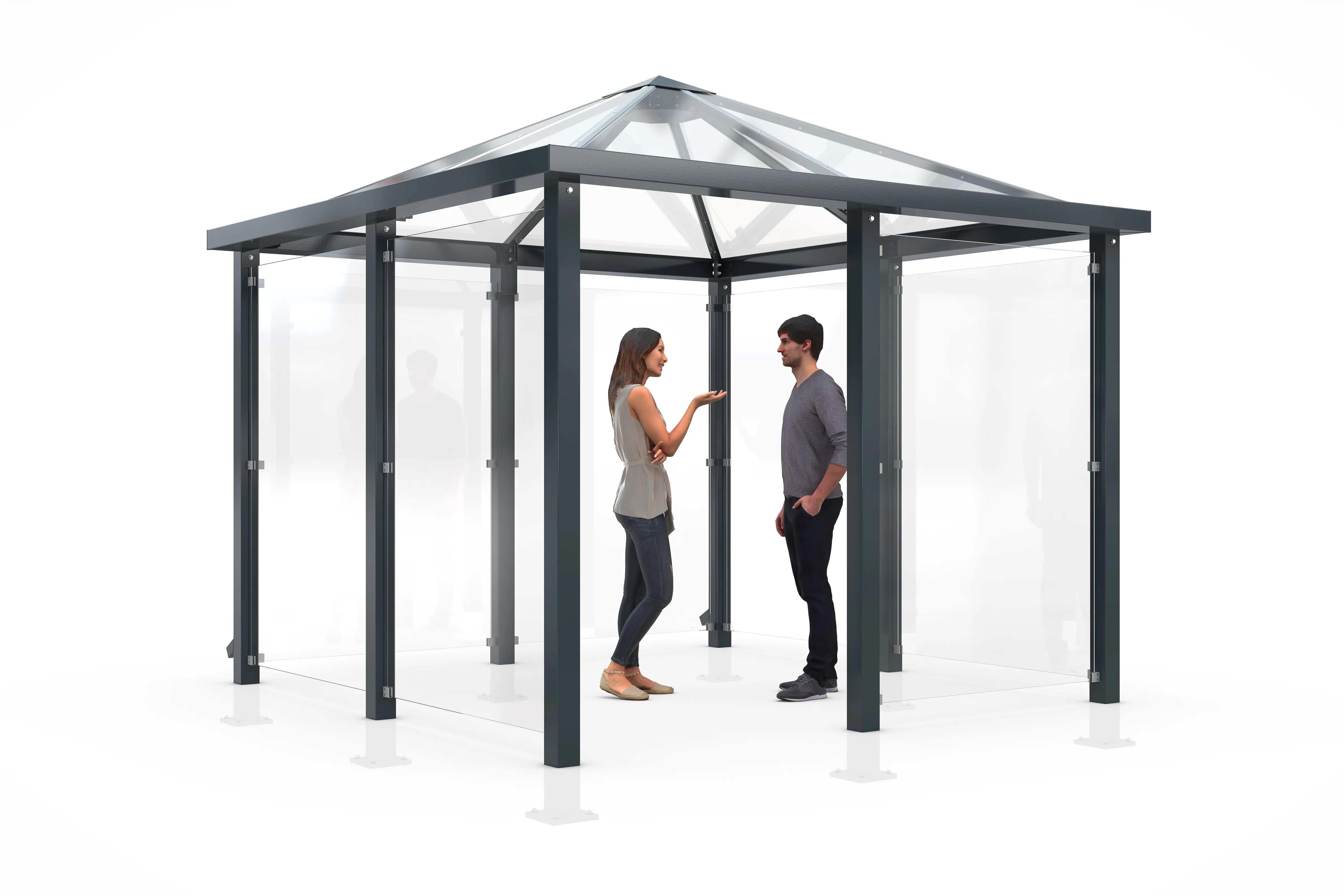 Pavillon Wartehalle Modell Athen 3,3x3,3m | Überdachung für Mitarbeiter, Schüler, Raucher
