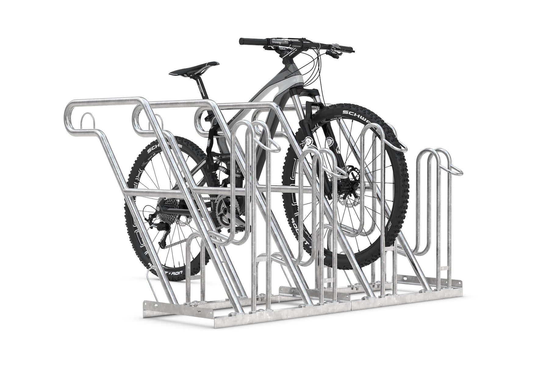 Fahrradständer aus Metall mit Mountainbike, stabiler Fahrradparker für mehrere Räder