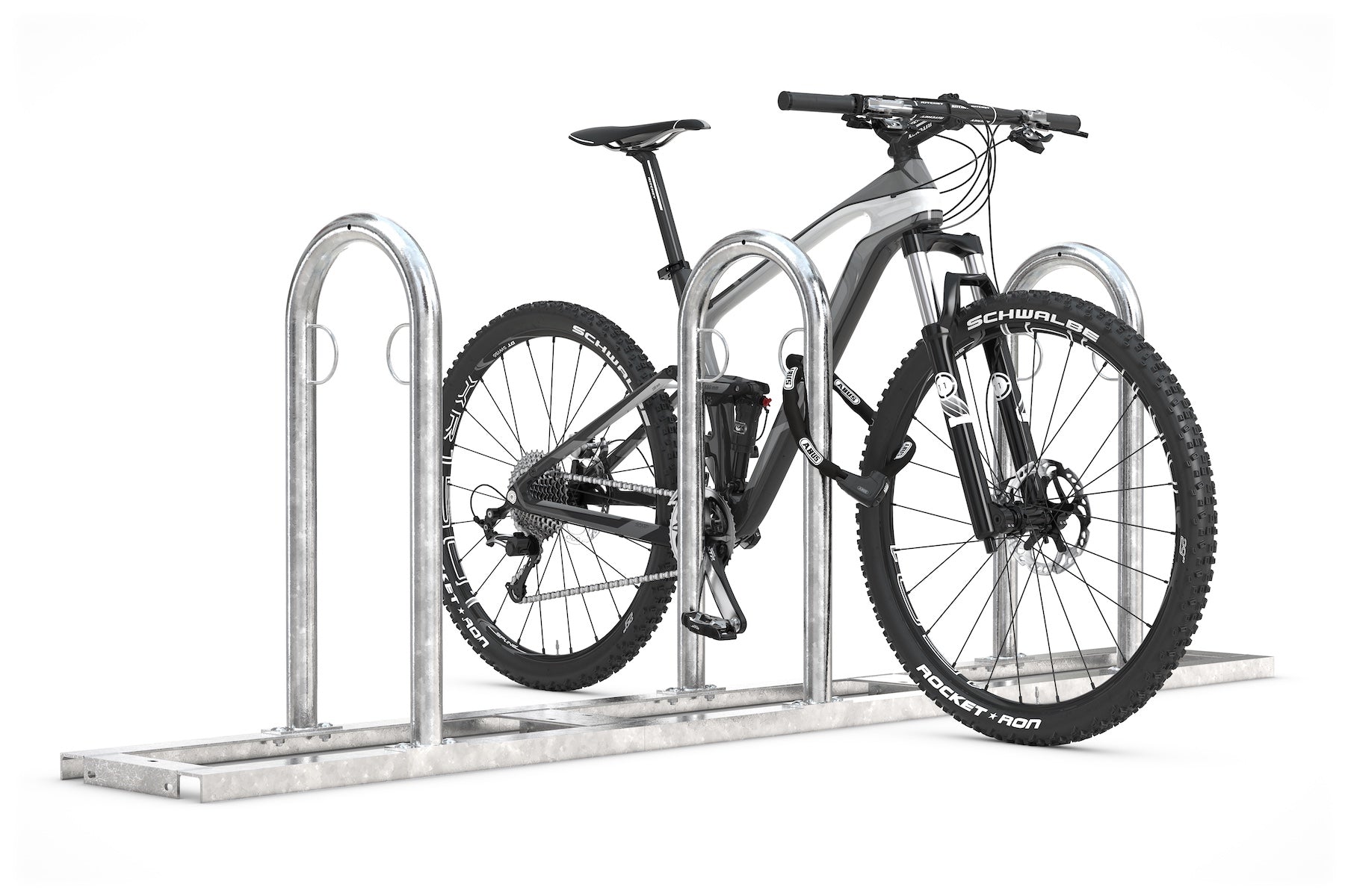 Fahrradparksystem aus Metall mit Mountainbike, sicherer Fahrradständer für Außenbereiche