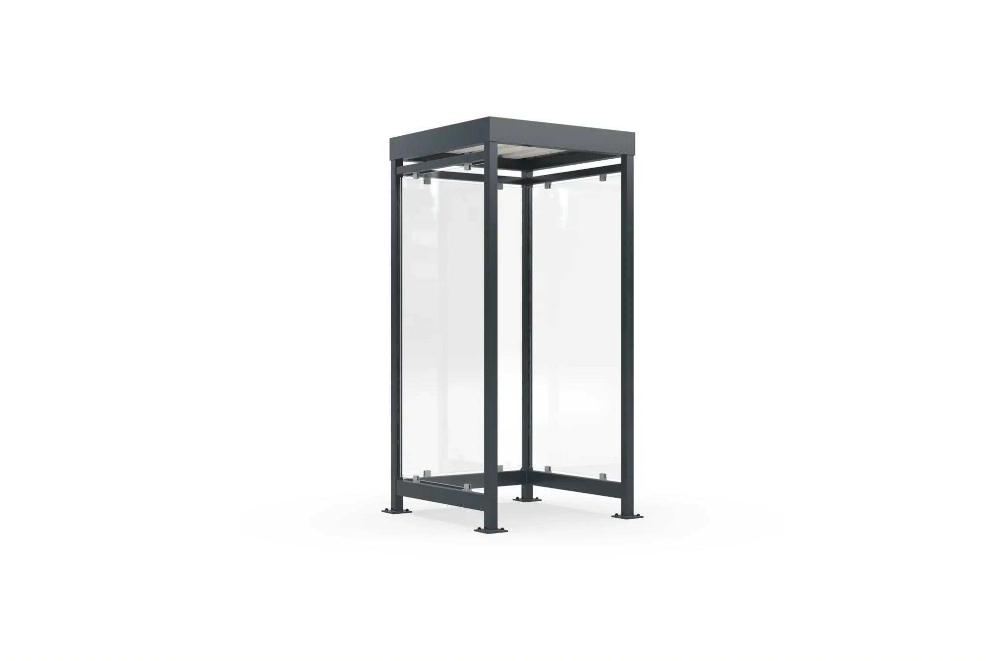 Raucherüberdachung aus Metall mit Glaswänden, modern und freistehend für Außenbereiche