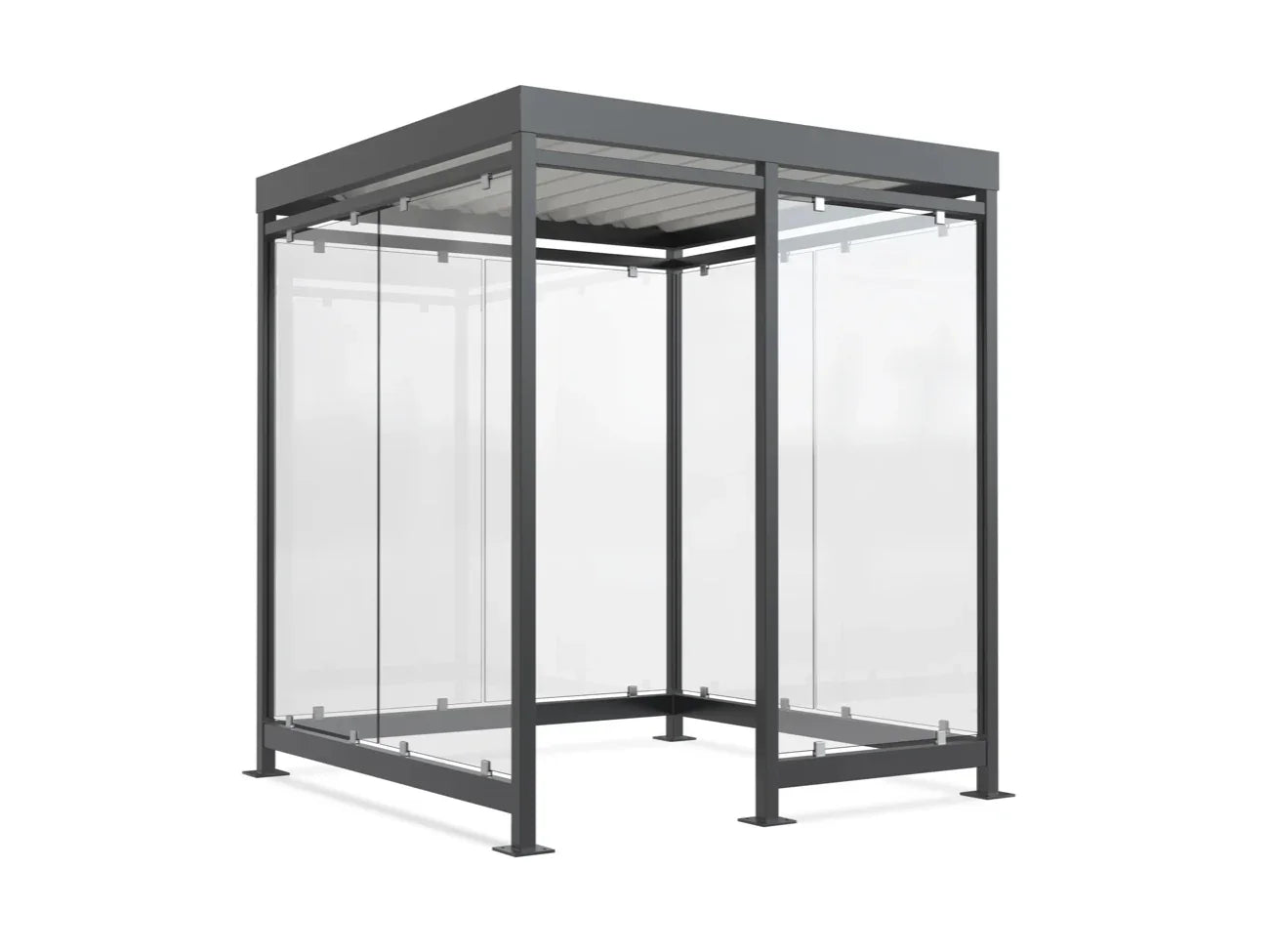 Moderne Raucherüberdachung aus Metall und Glas, freistehend, wetterfest, für Außenbereich