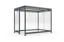 Raucherunterstand aus Metall und Glas, kubische Form, freistehend, modern