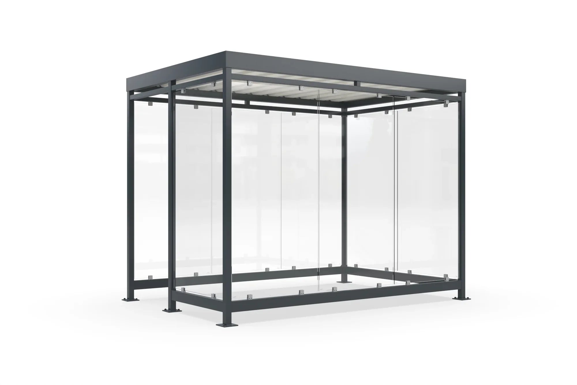 Raucherunterstand aus Metall und Glas, freistehende Überdachung für Außenbereiche