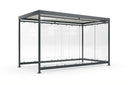 Moderne Raucherüberdachung aus Metall und Glas, freistehend, für Außenbereiche
