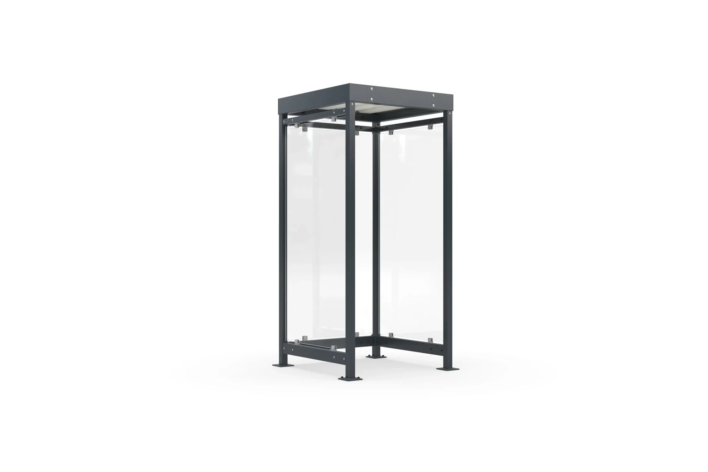 Raucherüberdachung Bausatz aus Metall und Glas, freistehend, modern, wetterfest