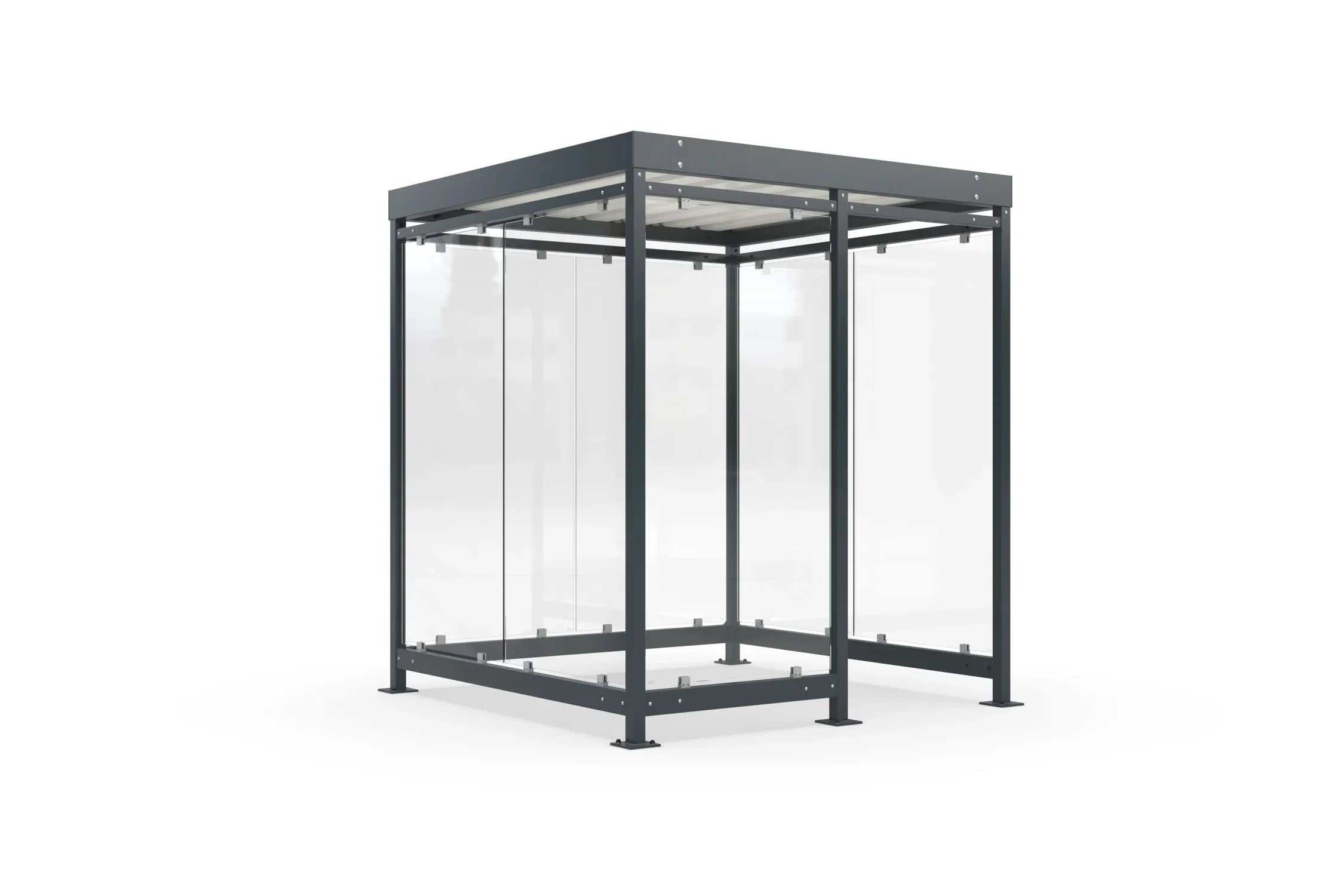 Raucherüberdachung Bausatz aus Metall und Glas, freistehend, modern, für Außenbereich