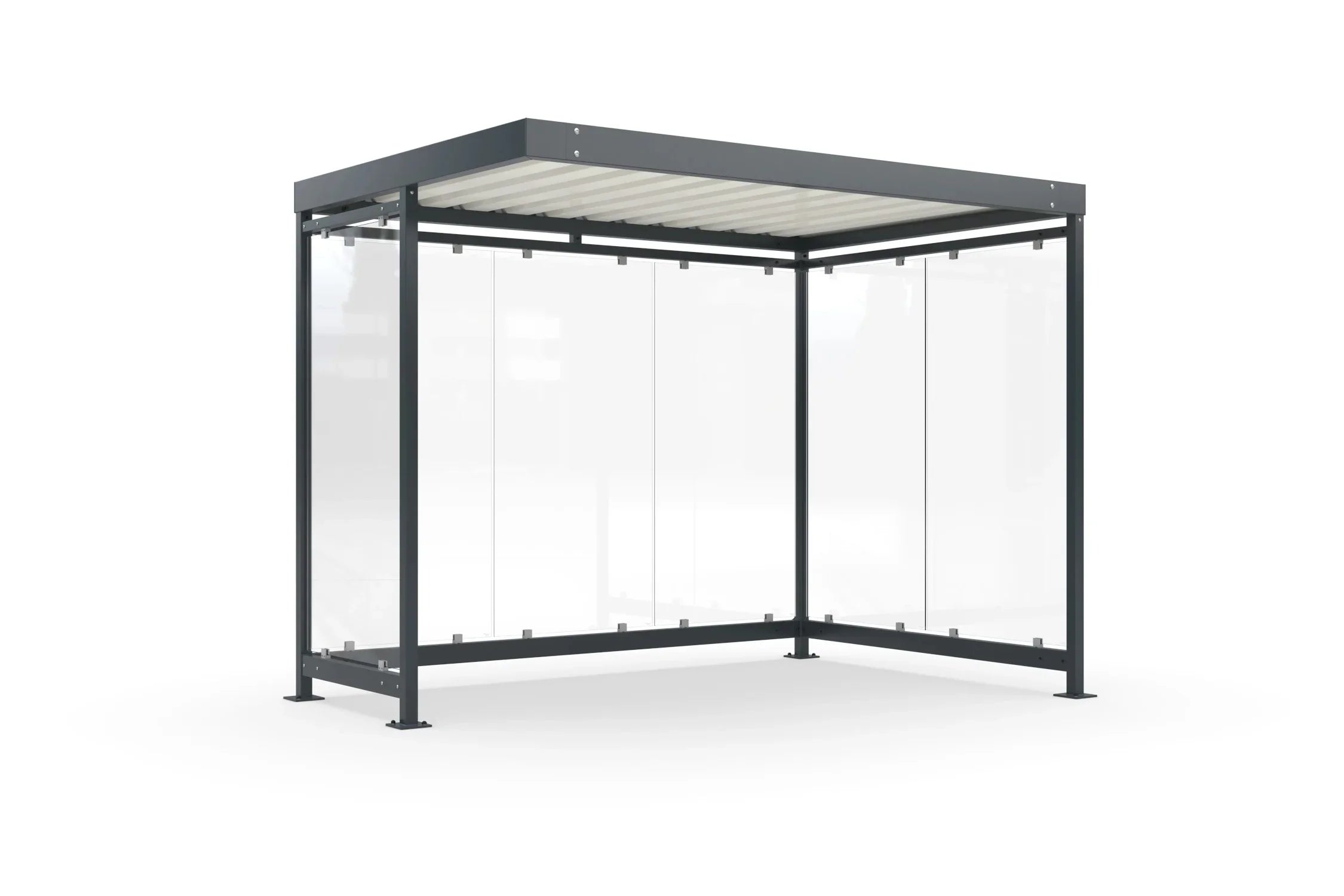 Raucherüberdachung Bausatz aus Metall und Glas, modern, freistehend, für Außenbereich