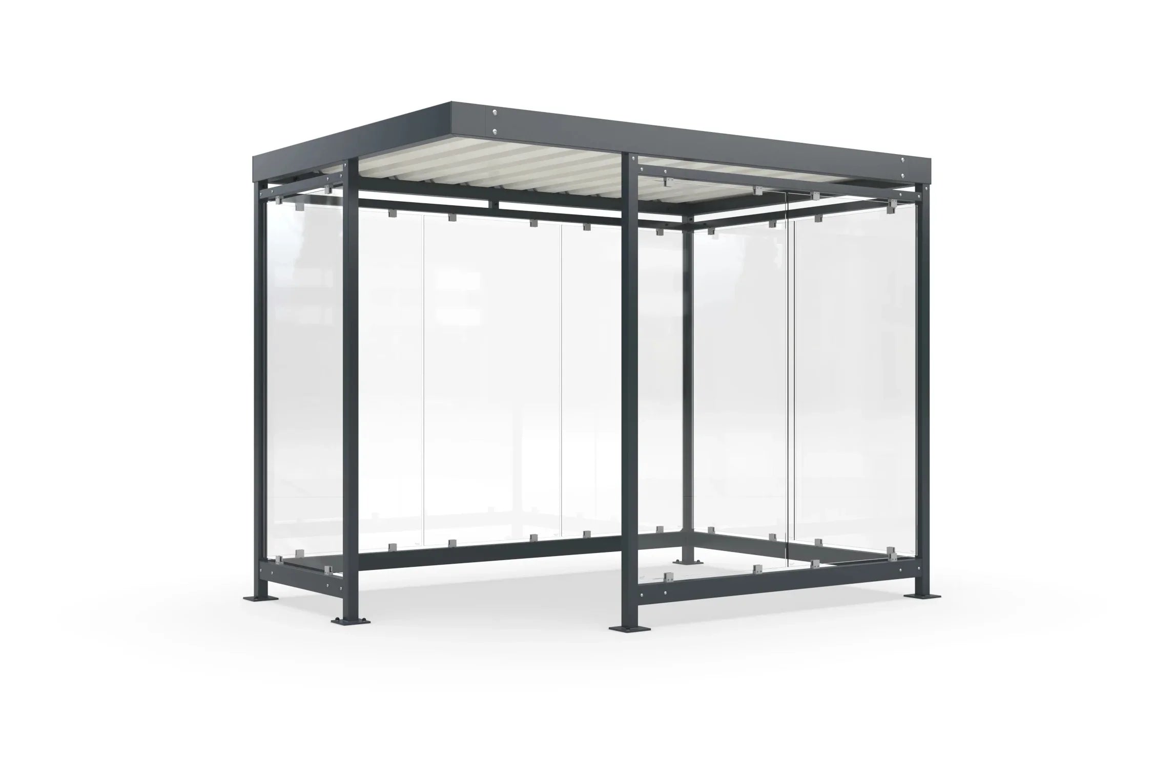 Metall Raucherüberdachung Bausatz mit Flachdach und Glaselementen für Außenbereich