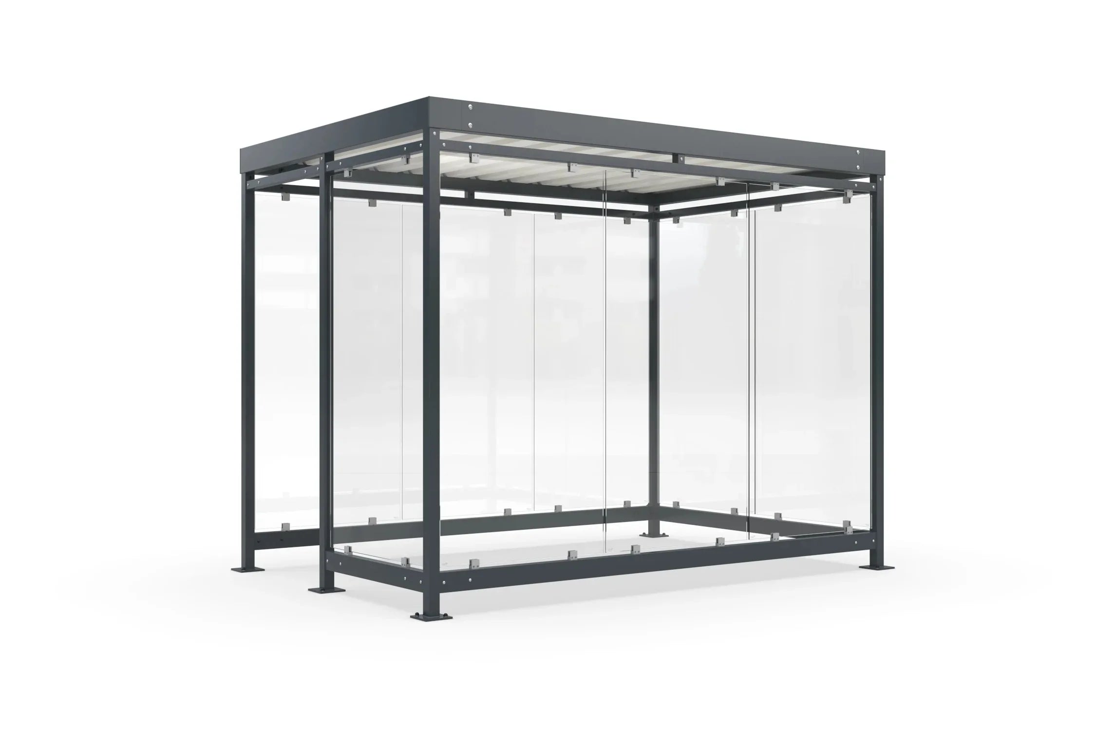 Metall Raucherüberdachung Bausatz mit Glaswänden, modern, freistehend, Outdoor-Unterstand