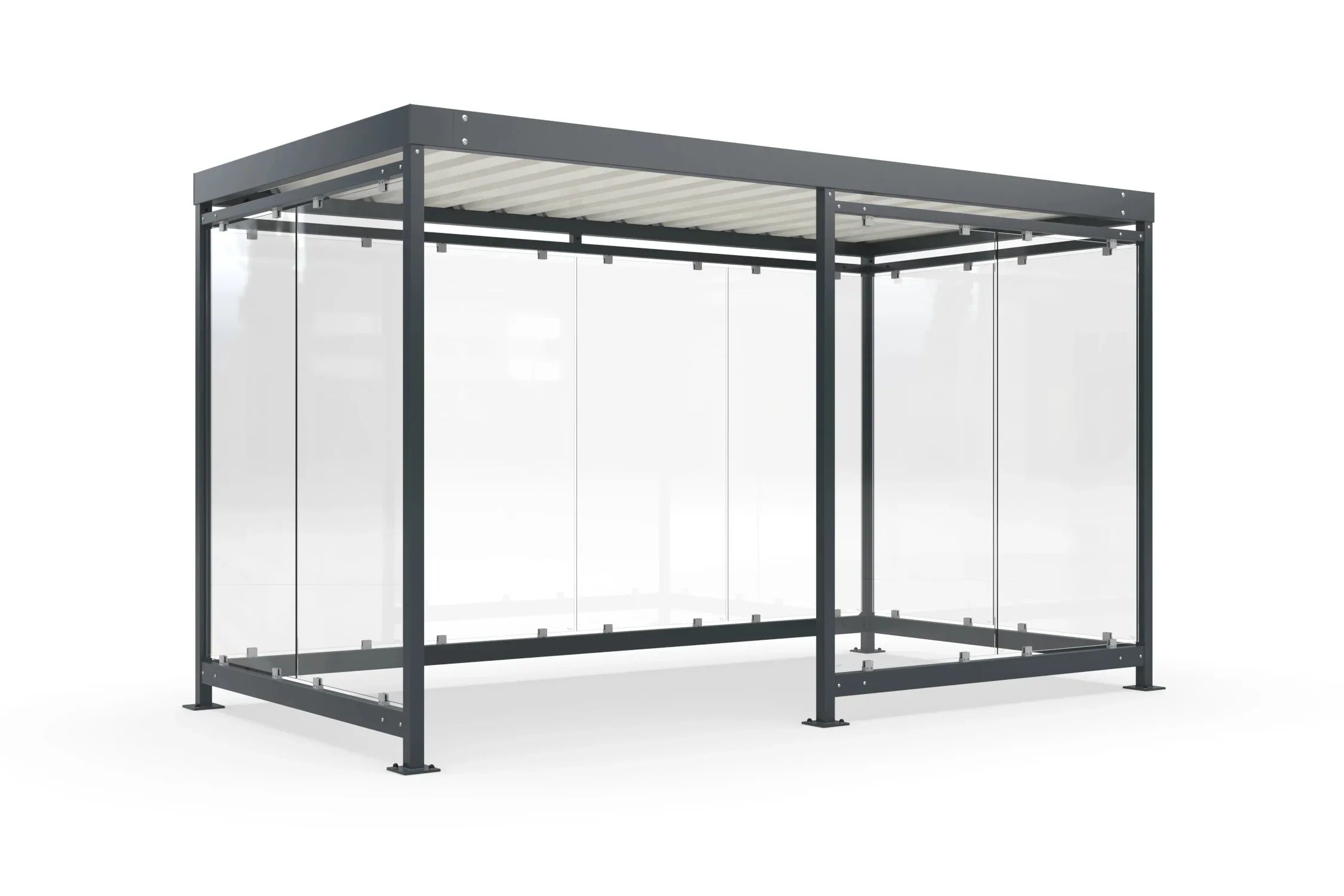 Raucherüberdachung Bausatz aus Metall und Glas, freistehend, modern, für Außenbereich