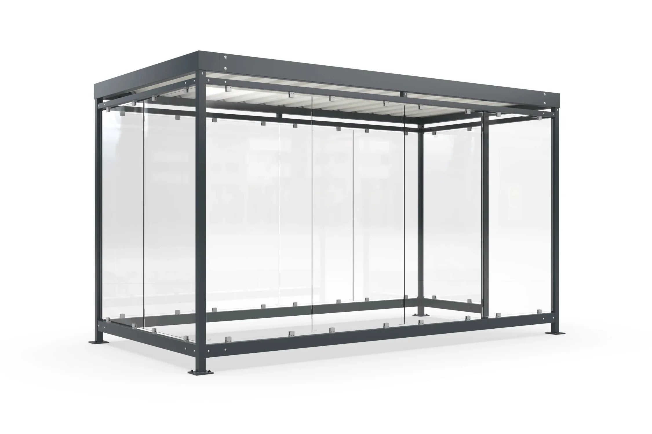 Raucherüberdachung Bausatz aus Metall und Glas, freistehend, modernes Design