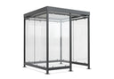 Raucherunterstand aus Metall und Glas mit Flachdach, modern und wettergeschützt