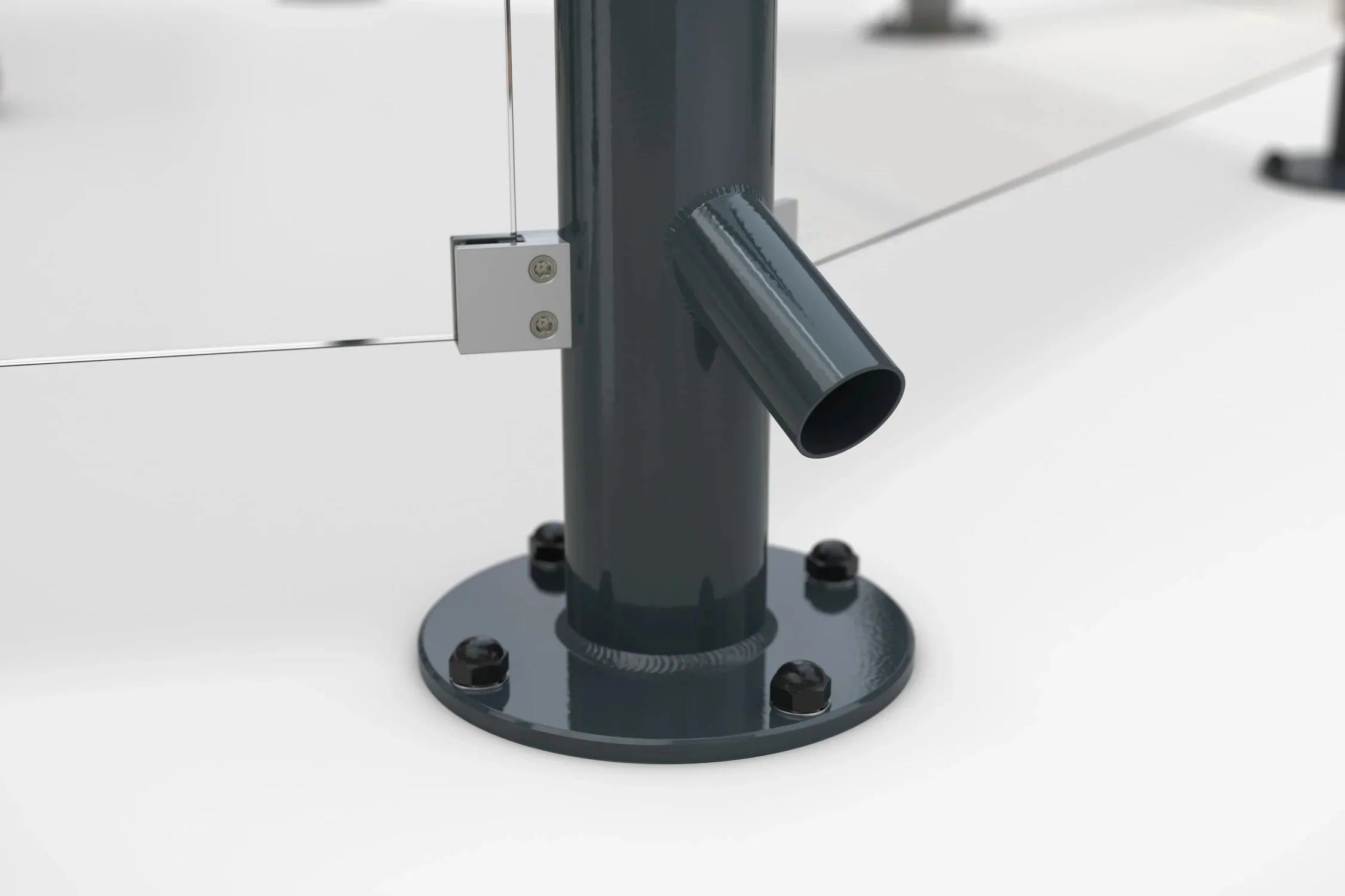 Detailaufnahme Standfuß Raucherschutz Überdachung Modell Paris aus Metall