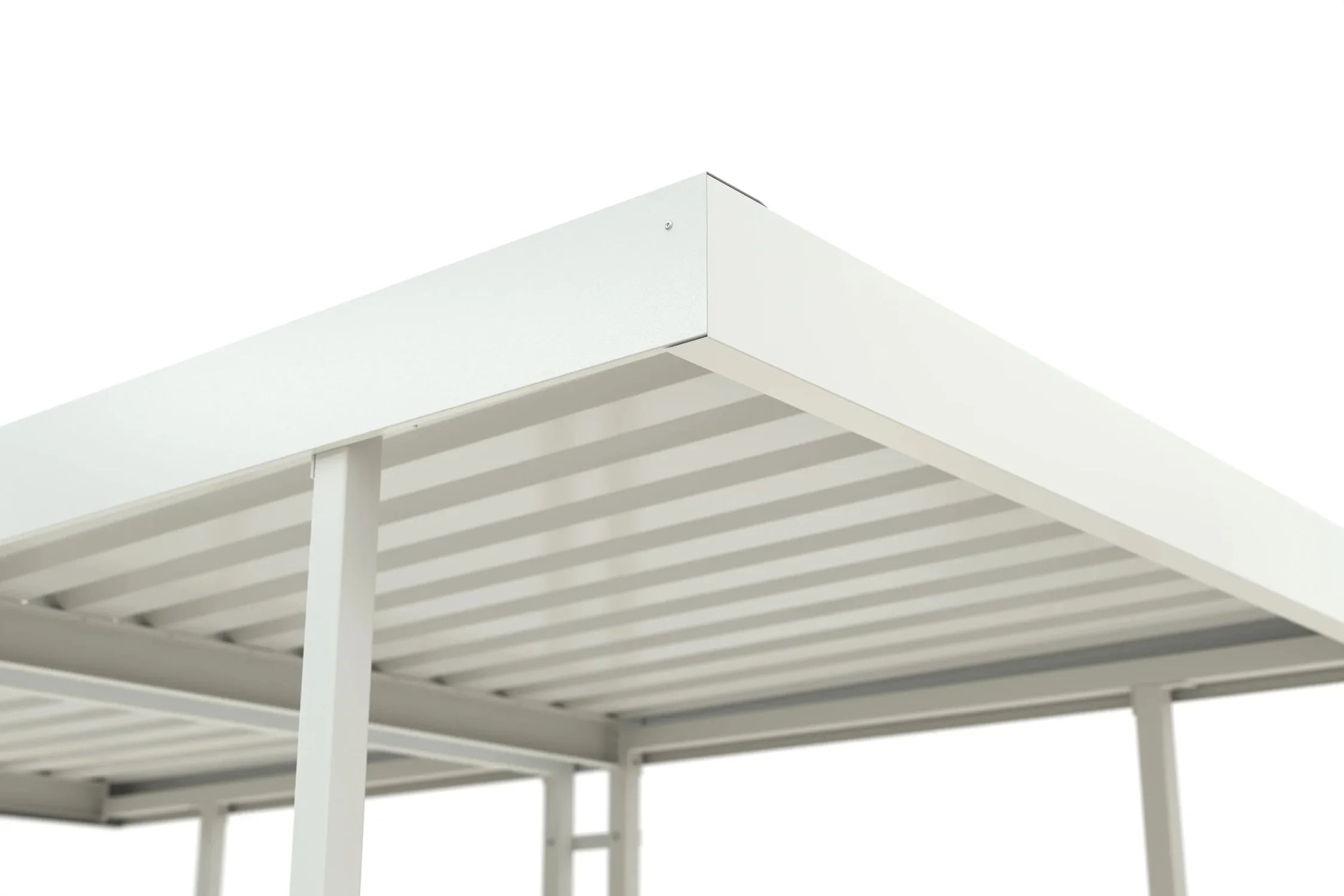 Detailansicht Überdachung Raucherunterstand aus Metall, pulverbeschichtet in RAL 9002