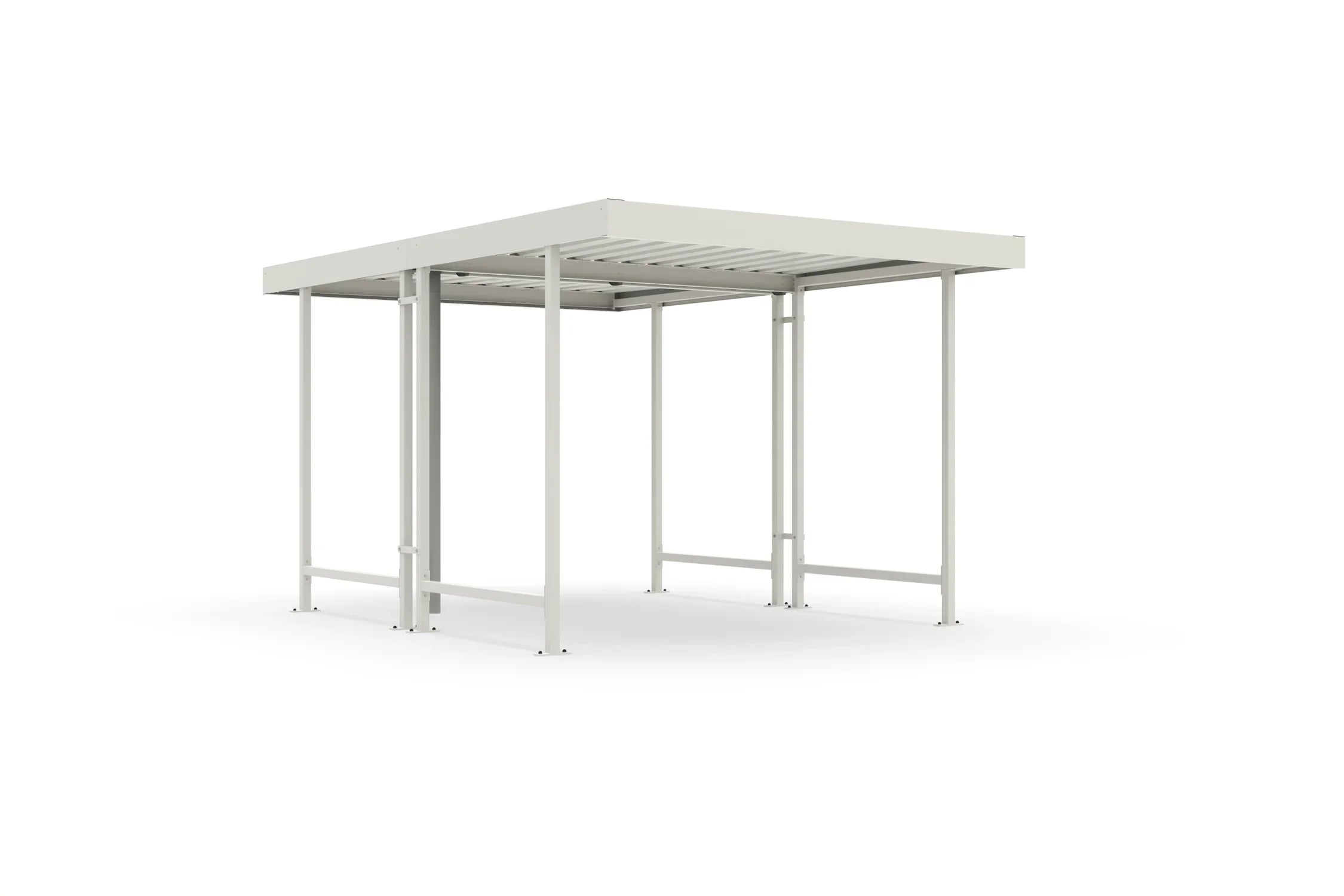 Raucherunterstand Metall Überdachung freistehend, modern, RAL 9002, offen, für Außenbereich