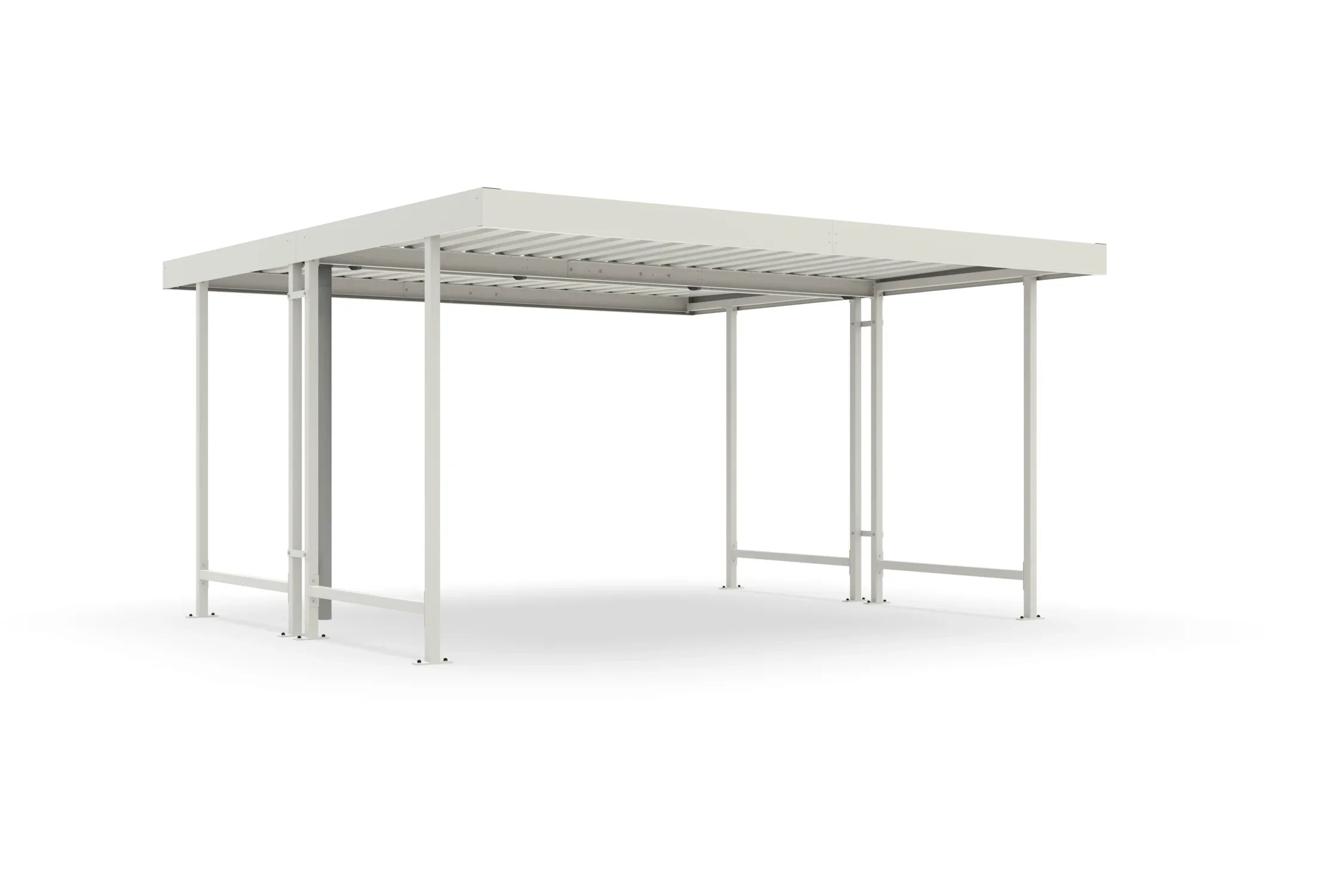 Raucherunterstand Überdachung aus Metall, freistehend, RAL 9002, offen, modern