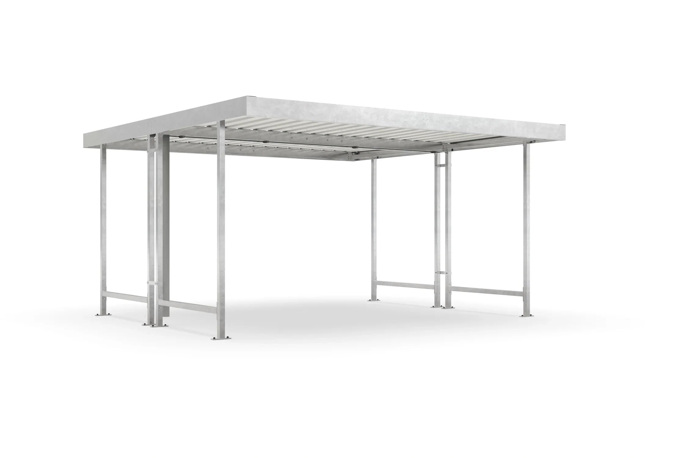 Verzinkter Raucherunterstand aus Metall mit Flachdach, freistehend, modern