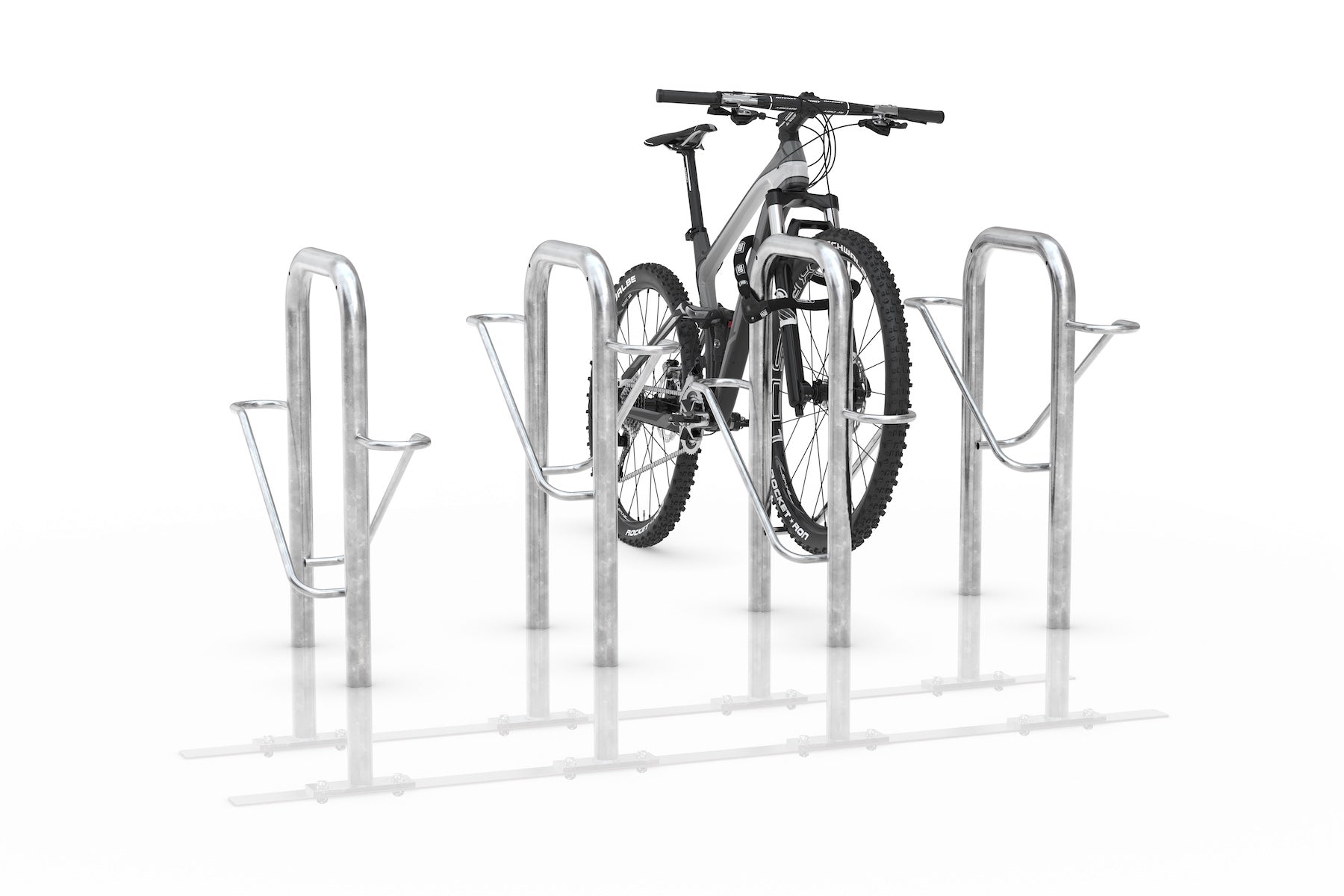Fahrradparksystem aus Metall mit Fahrrad, verzinkter Fahrradständer für mehrere Räder