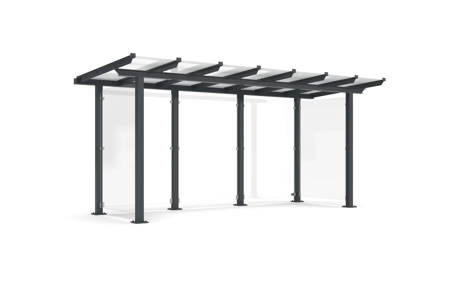 Moderner Metall Unterstand mit Überdachung und Seitenteilen, freistehend, wetterfest