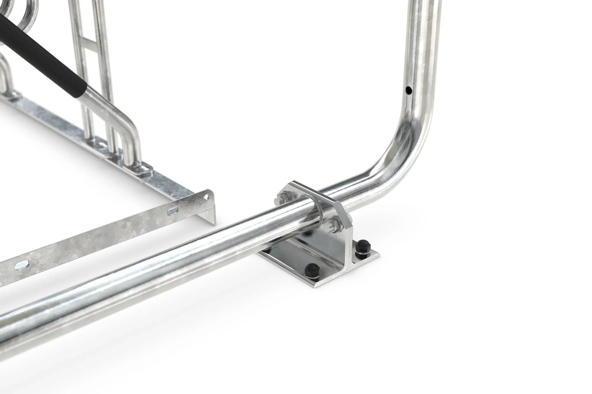 Detailaufnahme Metallbefestigung für Überdachung oder Unterstand, verzinkt, wetterfest