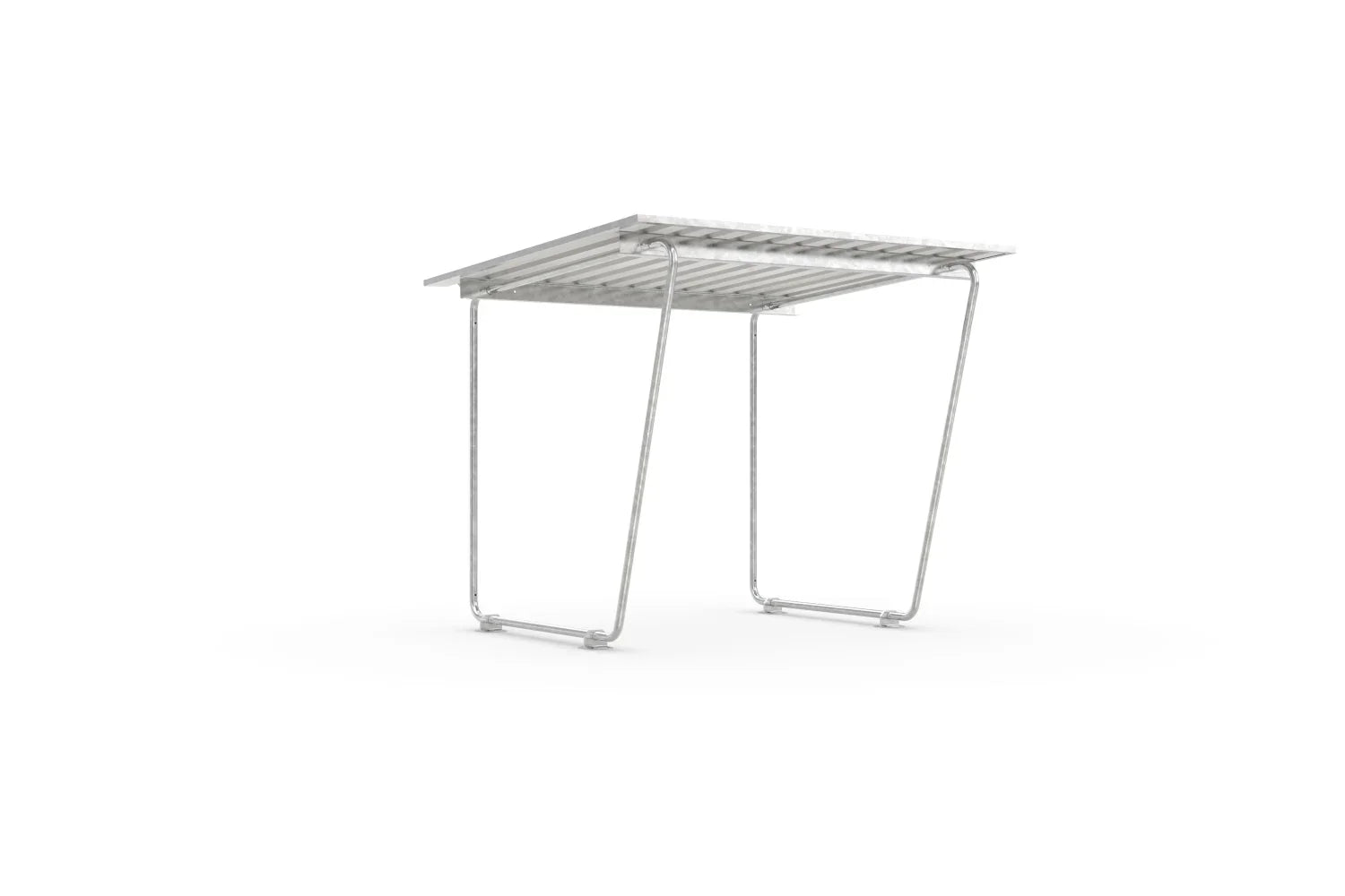 Unterstand Überdachung aus verzinktem Metall mit schrägem Dach, freistehend, robust