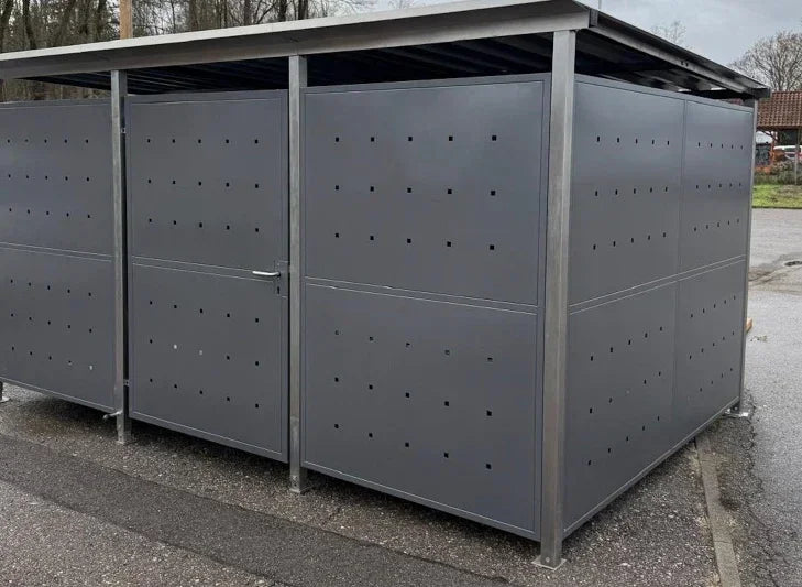 Metallverkleidung anthrazit für Mülltonnenbox, wetterfeste Außenverkleidung, moderne Optik