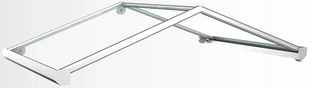 Modernes Vordach aus Aluminium mit Acrylglas, transparent und schräg gestaltet
