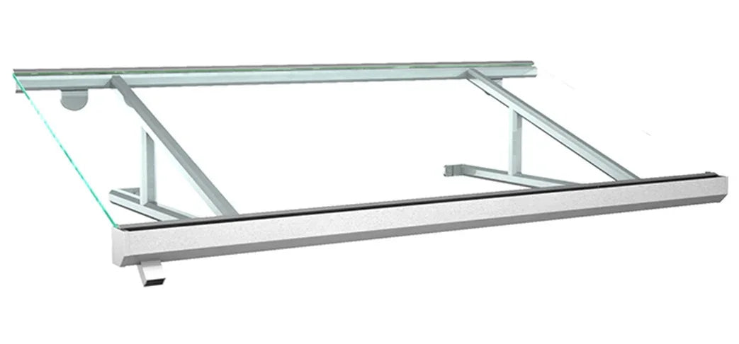 Modernes Aluminium Vordach mit Klarglas, stabiles Wetterschutzdach für Eingangsbereich