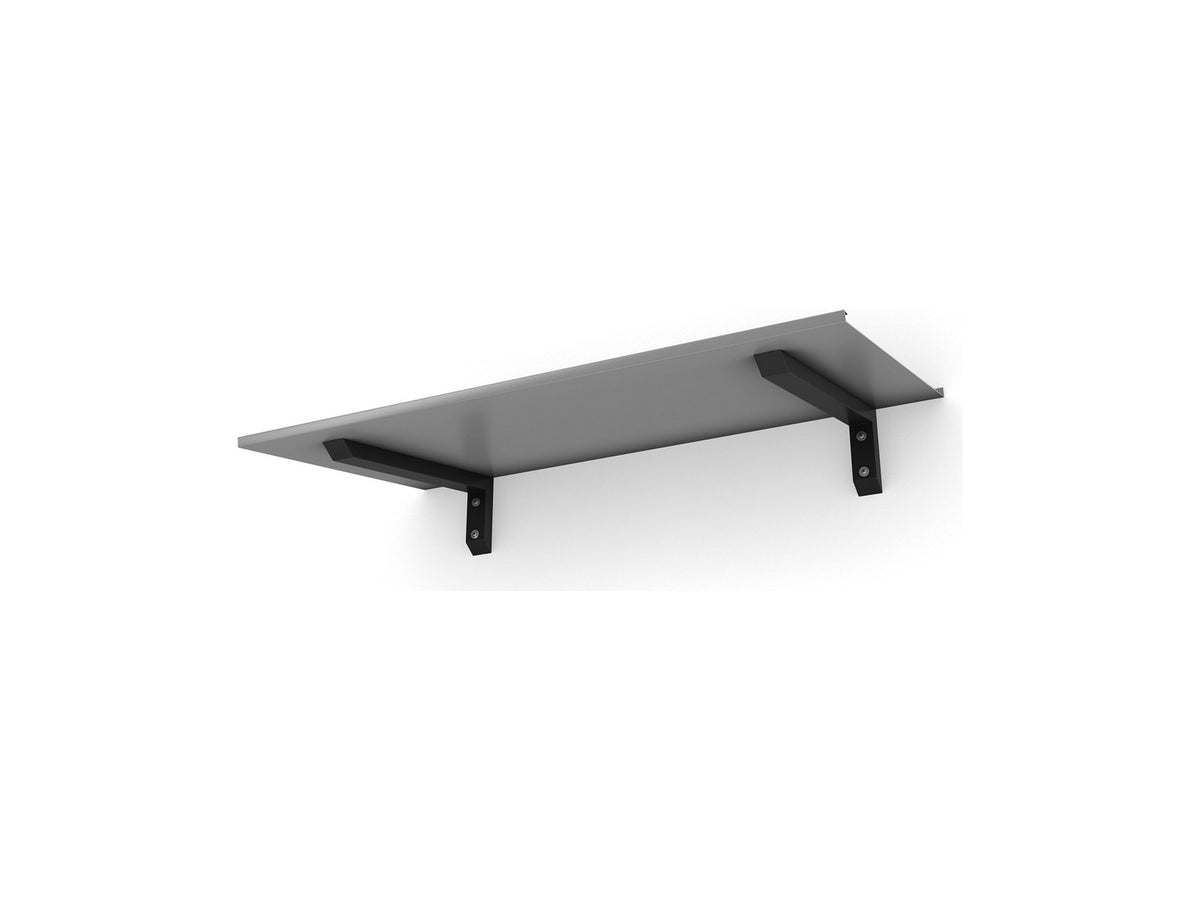 Vordach Erlangen 1500 mm von unten, silbernes Aluminiumdach mit schwarzen Konsolen #Material Dach_Aluminium Silber