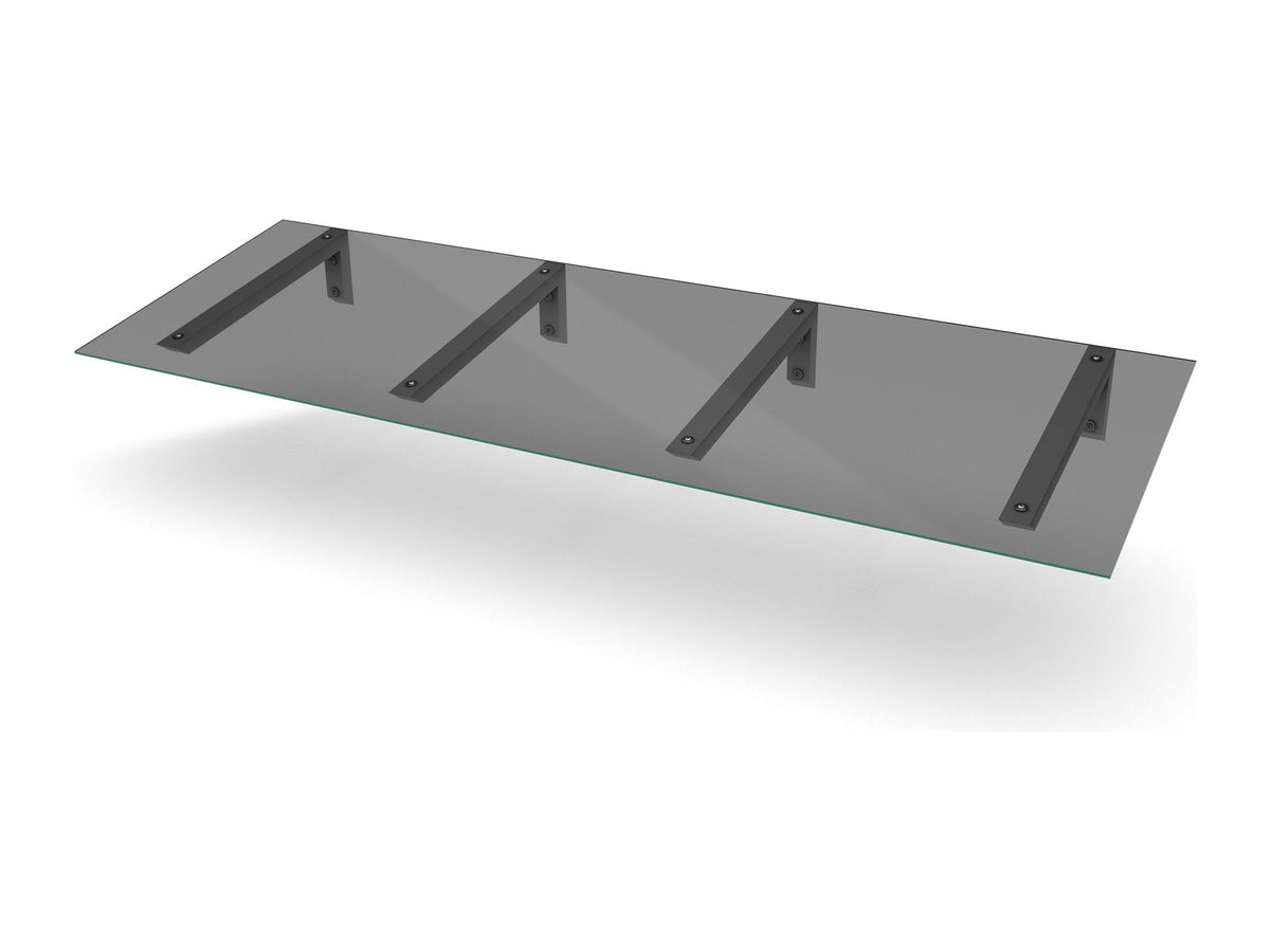 Vordach Erlangen 2500 mm mit weißen Konsolen und getöntem Glas, vier Konsolen #Material Dach_Getöntes Glas