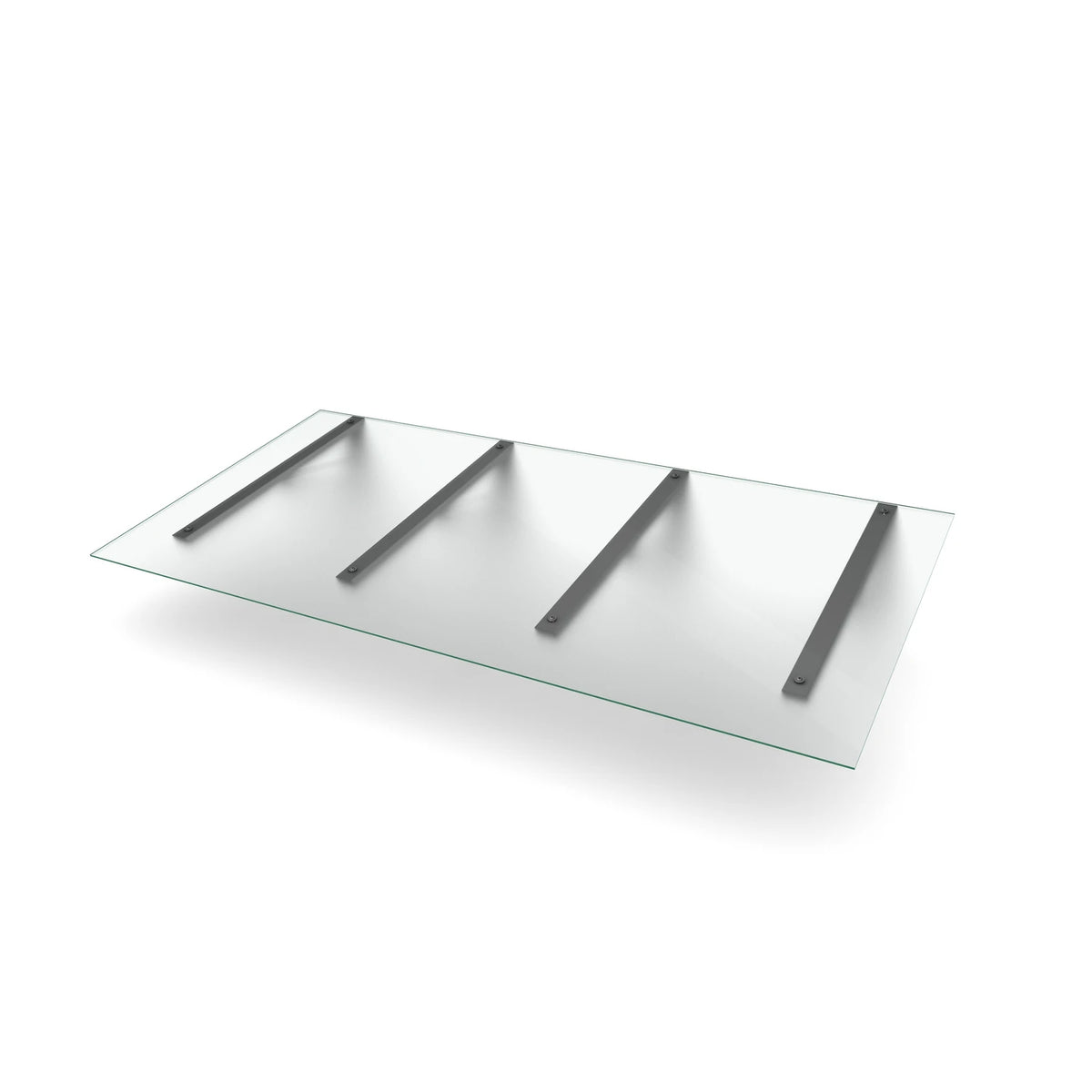 Vordach Fürth 2500 × 1000 mm, Milchglas, Konsole Silber