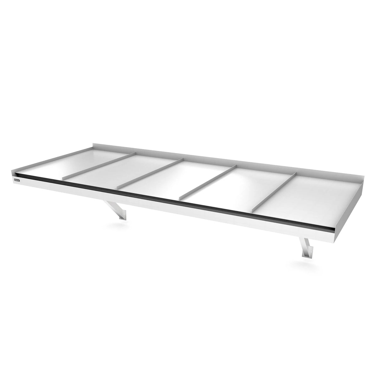 Vordach Landau Konsolen 2430 × 1155 mm, Aluminiumdach Warmweiß RAL 9010
