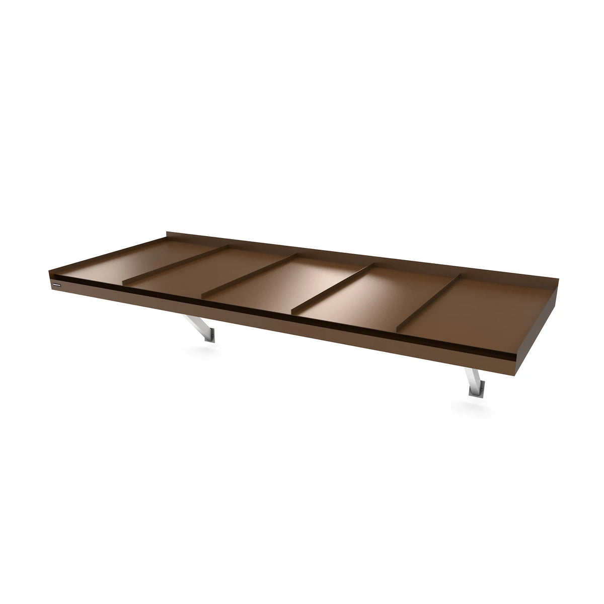 Vordach Landau Konsolen 2430 × 955 mm, Aluminiumdach Dunkelbraun RAL 8017