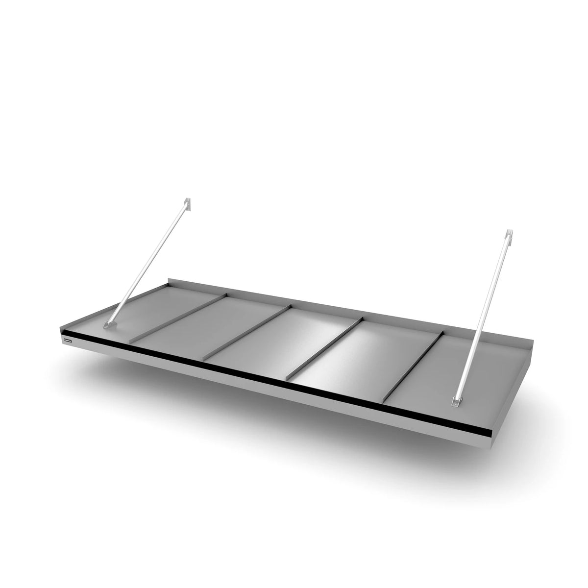 Vordach Landau Zugstangen 2430 × 955 mm, Aluminiumdach Silbermetallic RAL 9006