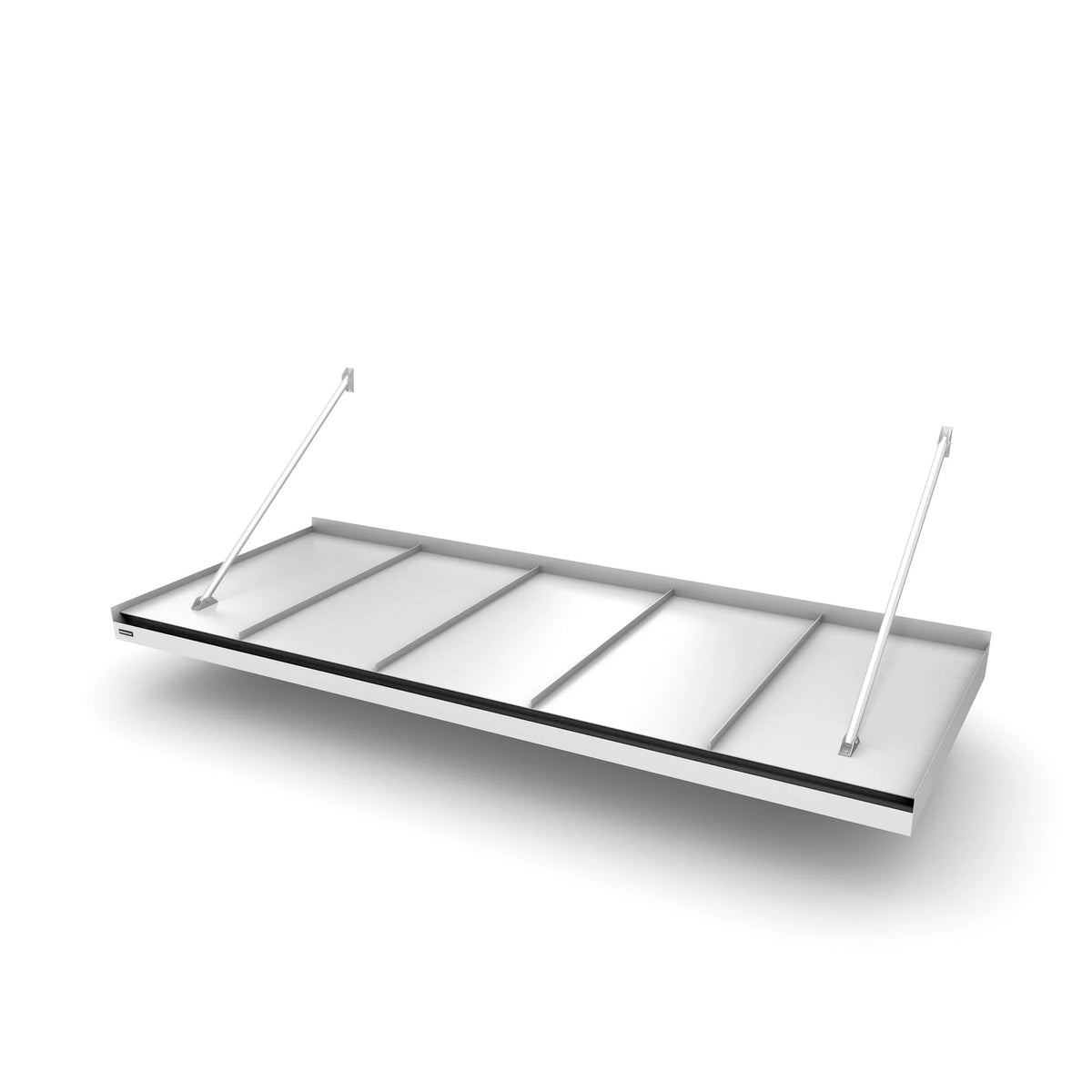 Vordach Landau Zugstangen 2430 × 955 mm, Aluminiumdach Warmweiß RAL 9010