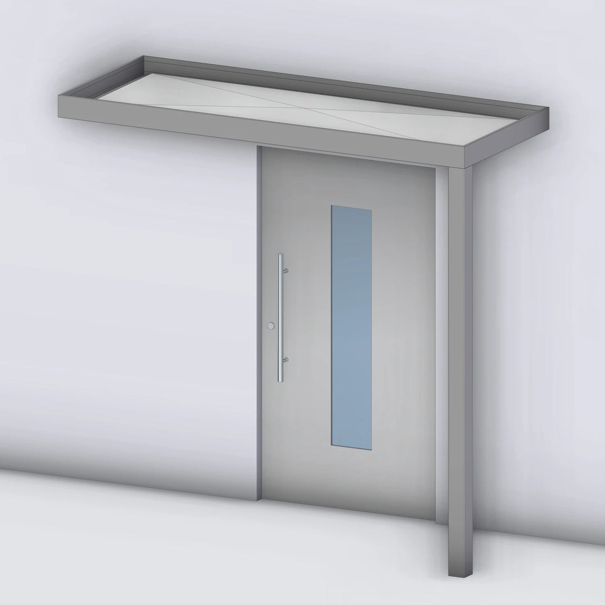 Vordach Platin 125 mit Eckstütze rechts, Rendering
