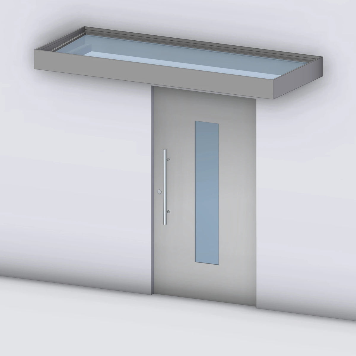 Vordach Platin VSG freitragend ohne Seitenteil, Rendering