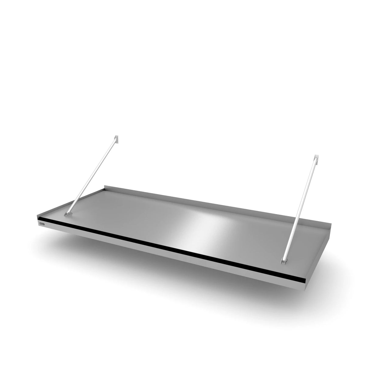 Vordach Plattling Zugstangen 2430 × 955 mm, Aluminiumdach Silbermetallic RAL 9006