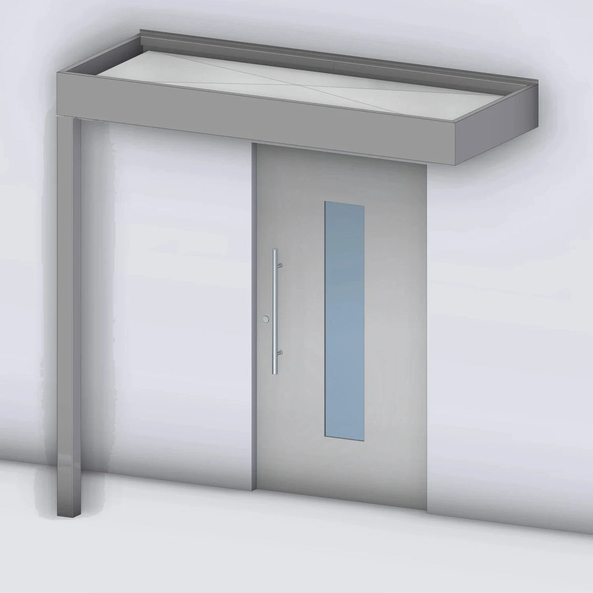 Vordach Tragwerk 245 VSG mit Eckstütze links, Rendering