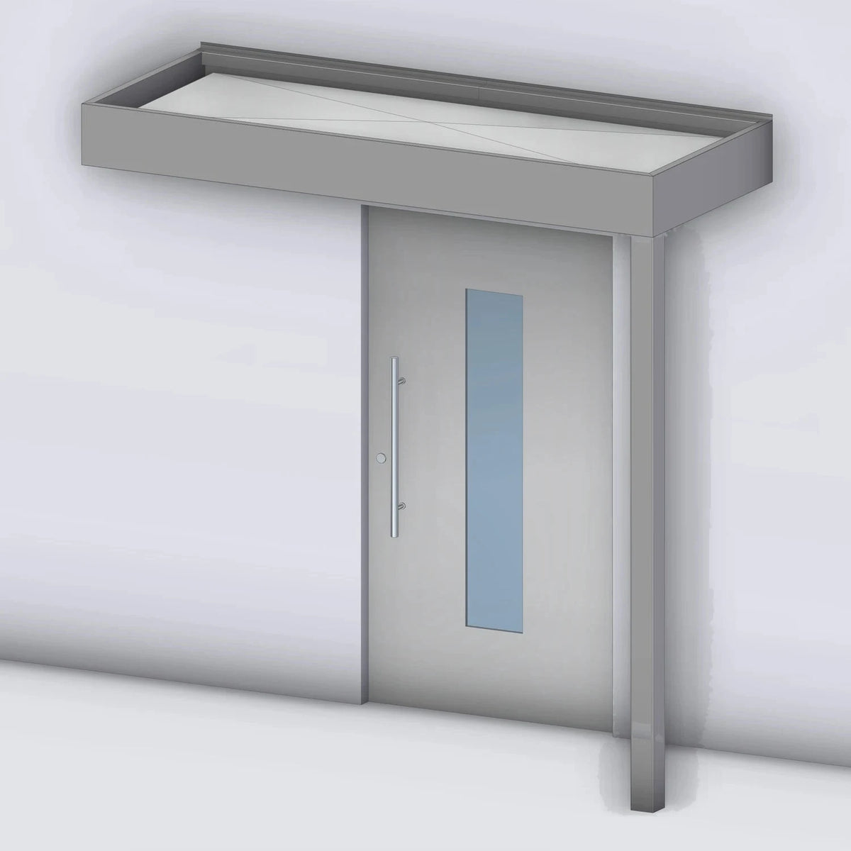 Vordach Tragwerk 245 VSG mit Eckstütze rechts, Rendering