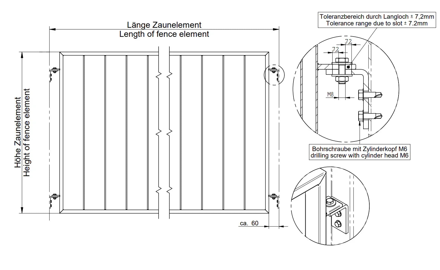 Zaun, Geländer Modell Basic Edelstahl aufgeschraubt