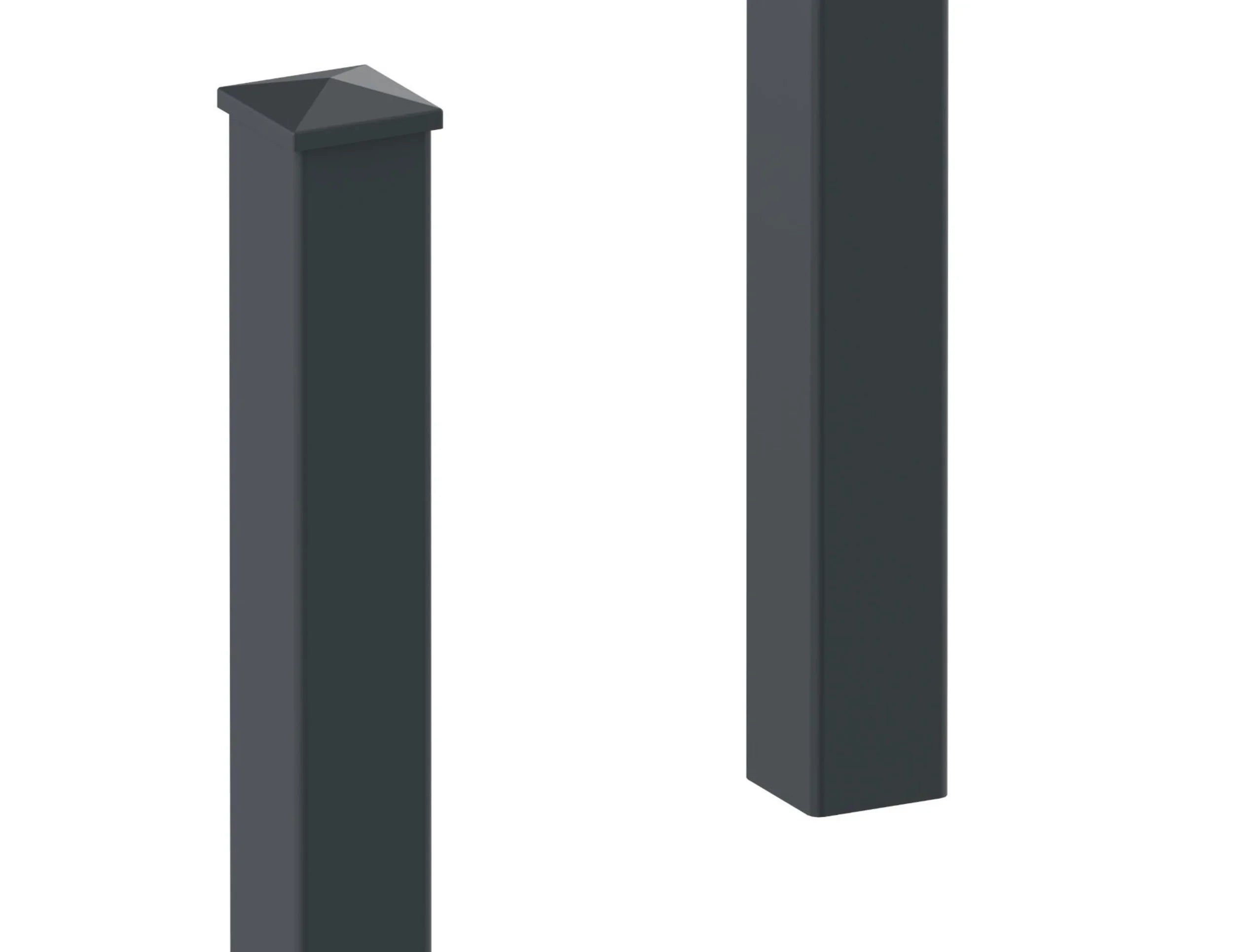 Zaunpfosten aus Metall, verzinkt und pulverbeschichtet, eckig, anthrazit