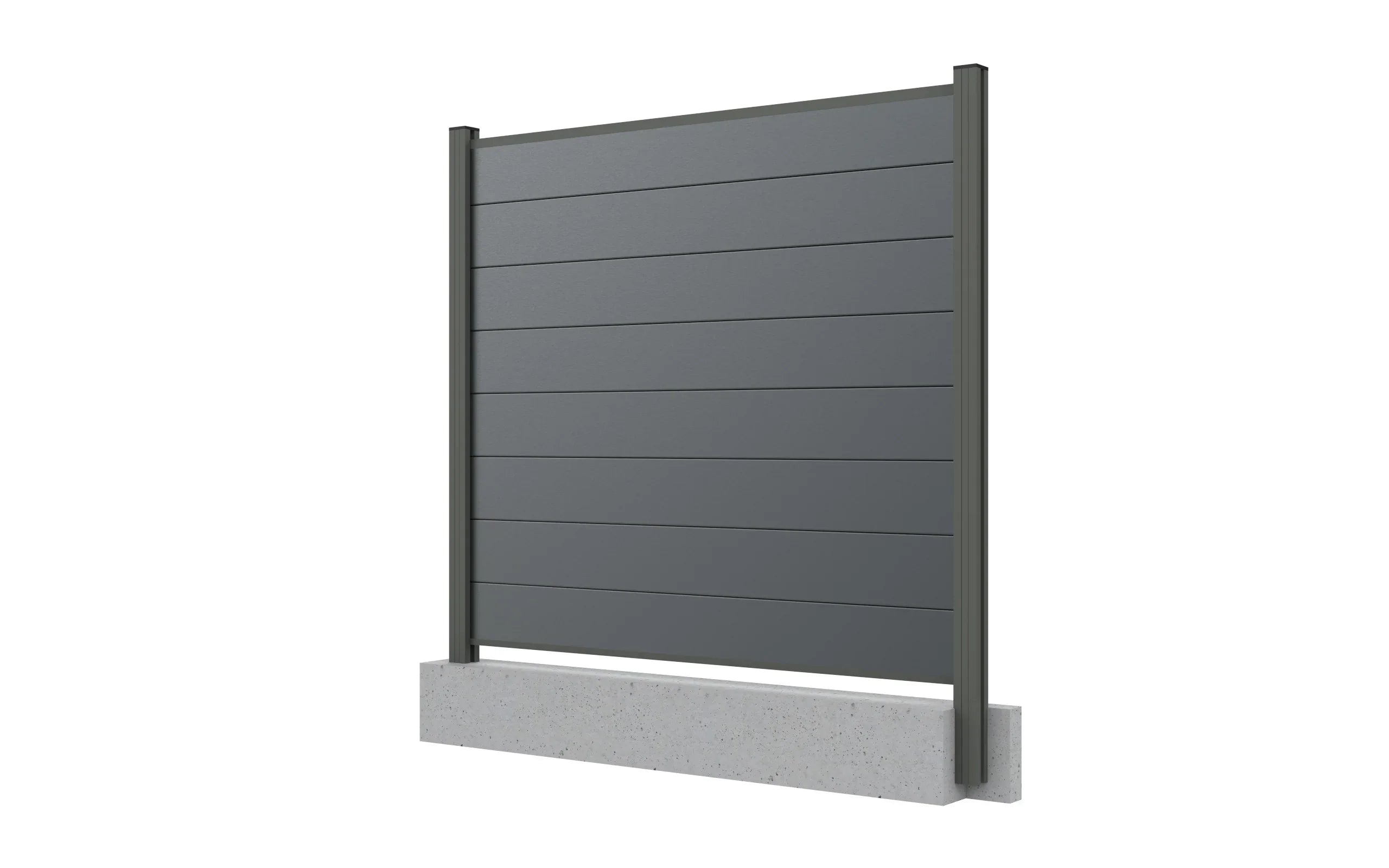 Zaun Sichtschutz aus Alu und WPC, 190cm hoch, anthrazit, einbetoniert, modern